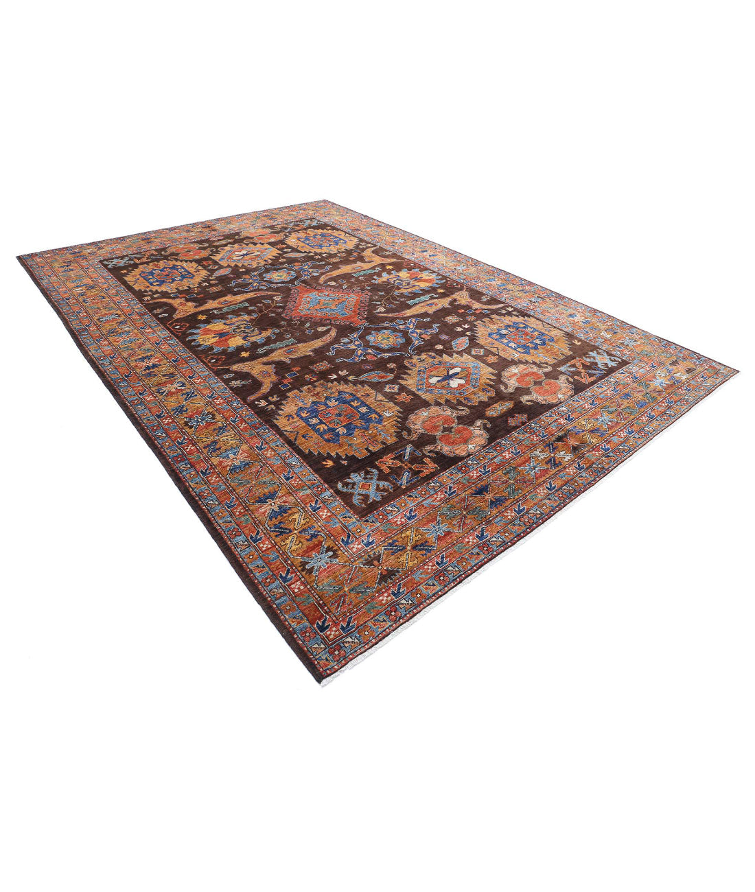 Hand Knotted Nomadic Caucasian Humna Wool Rug - 8'11'' x 12'7''