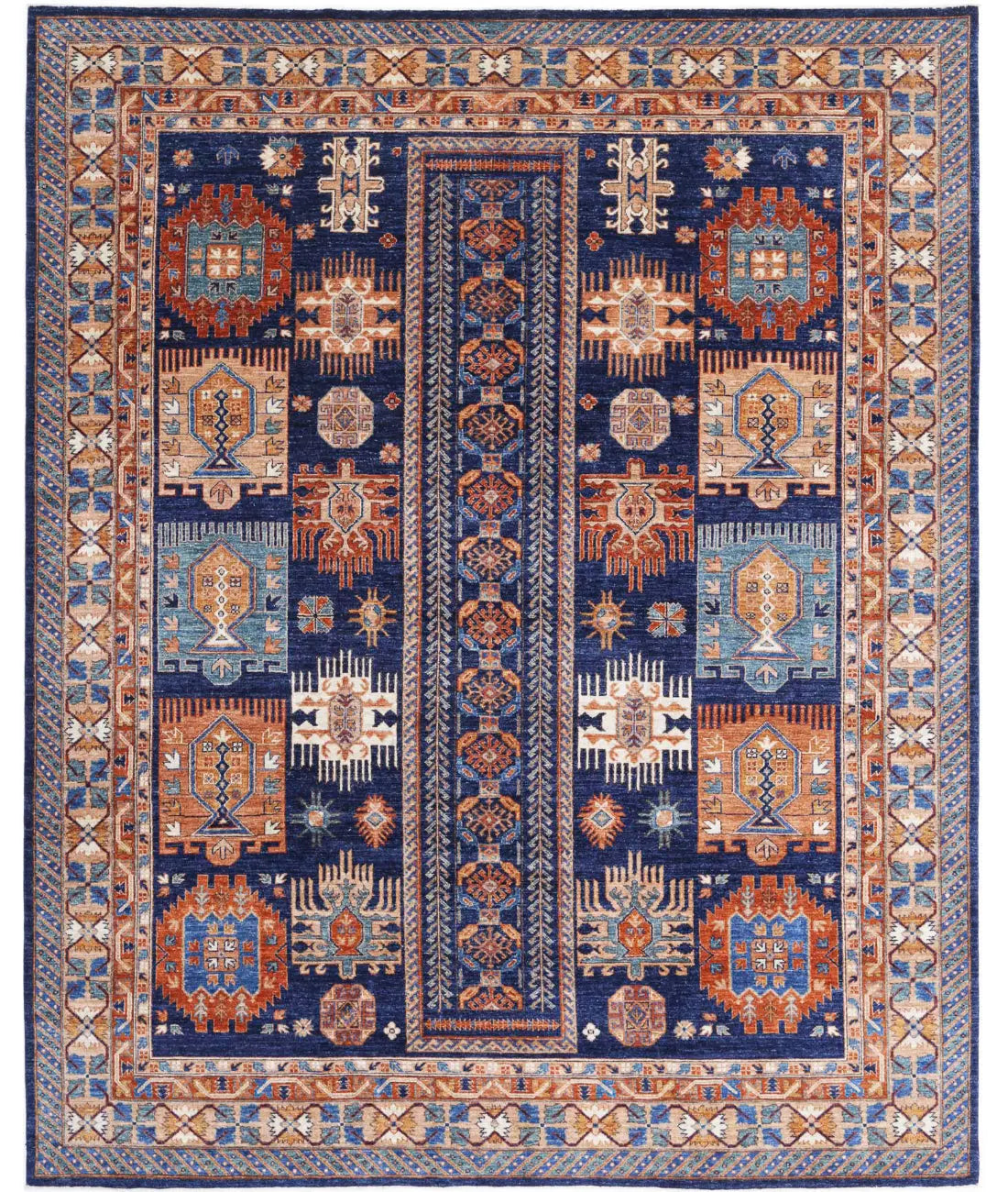 Hand Knotted Nomadic Caucasian Humna Wool Rug - 8'1'' x 10'0''