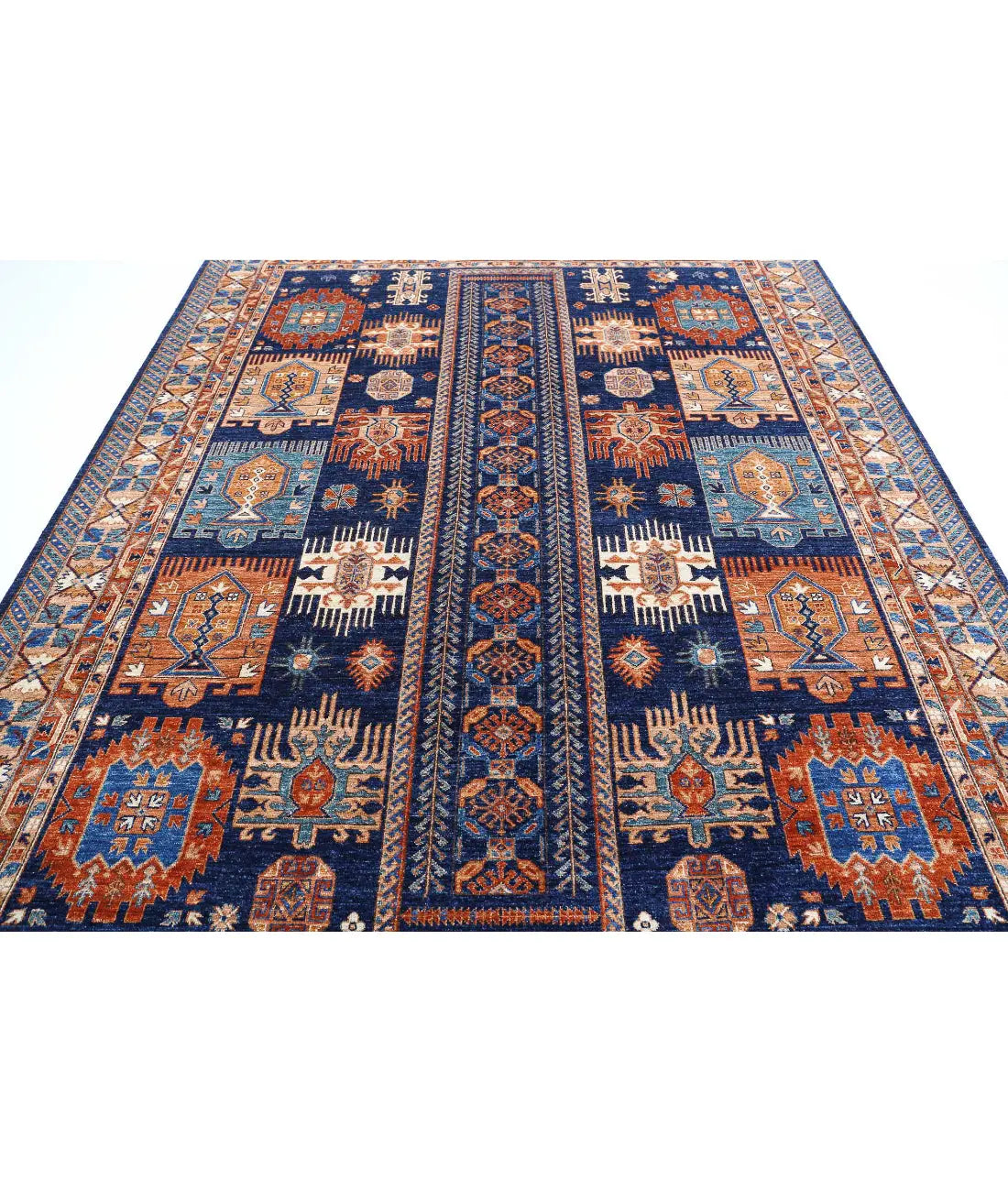 Hand Knotted Nomadic Caucasian Humna Wool Rug - 8'1'' x 10'0'' - Arteverk Rugs Area rug