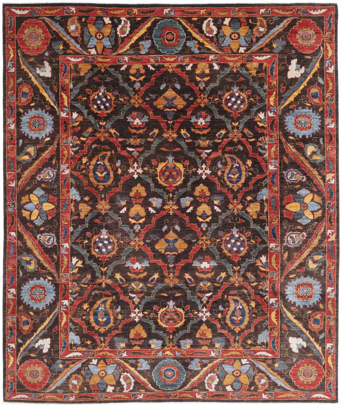 Hand Knotted Nomadic Caucasian Humna Wool Rug - 8'1'' x 9'8'' - Arteverk Rugs Area rug