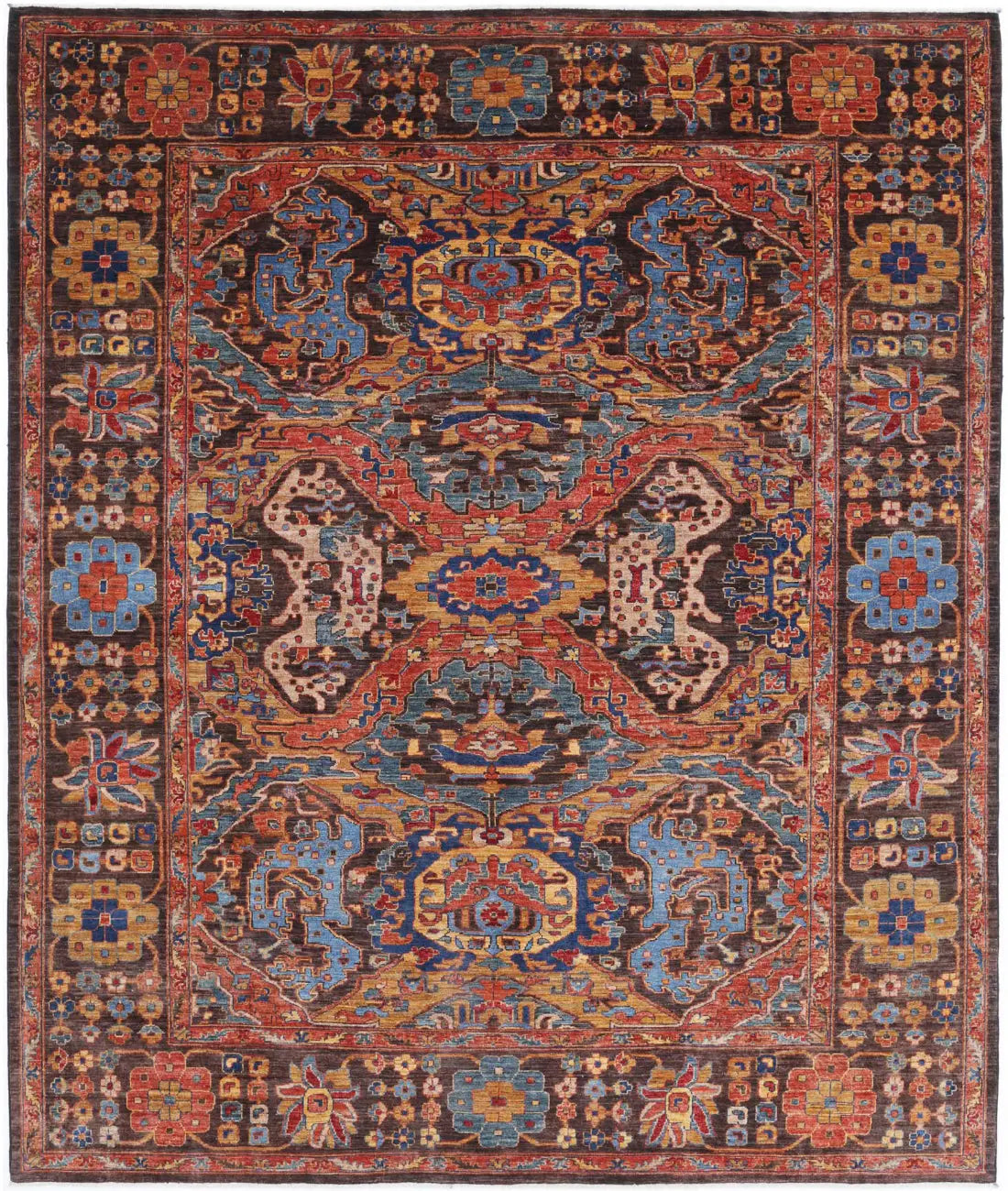 Hand Knotted Nomadic Caucasian Humna Wool Rug - 8'1'' x 9'8'' - Arteverk Rugs Area rug