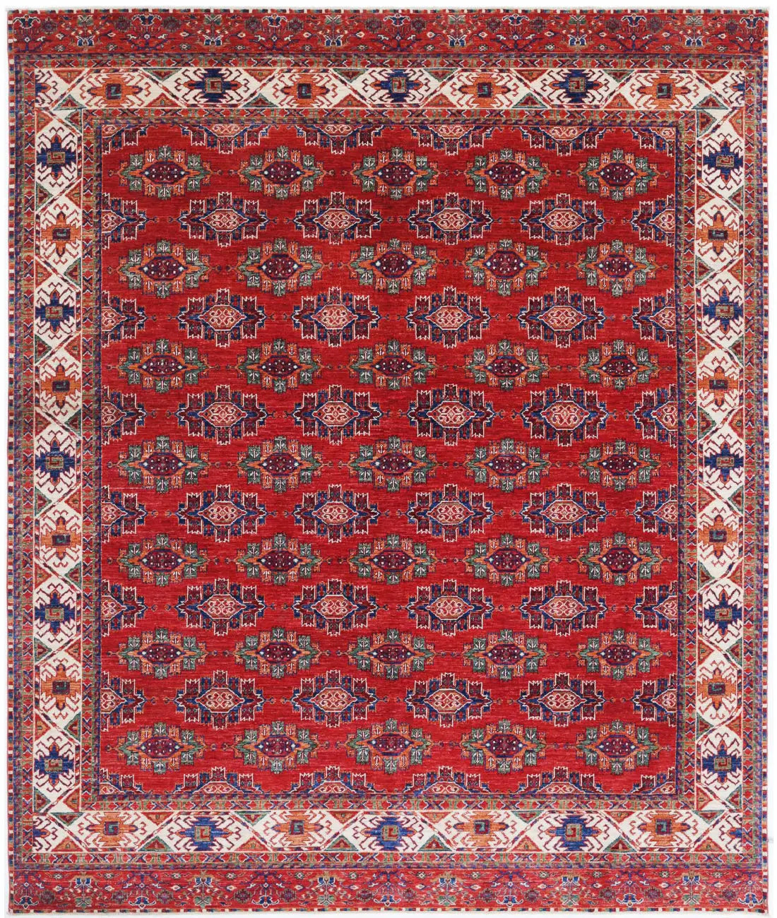 Hand Knotted Nomadic Caucasian Humna Wool Rug - 8'1'' x 9'9''