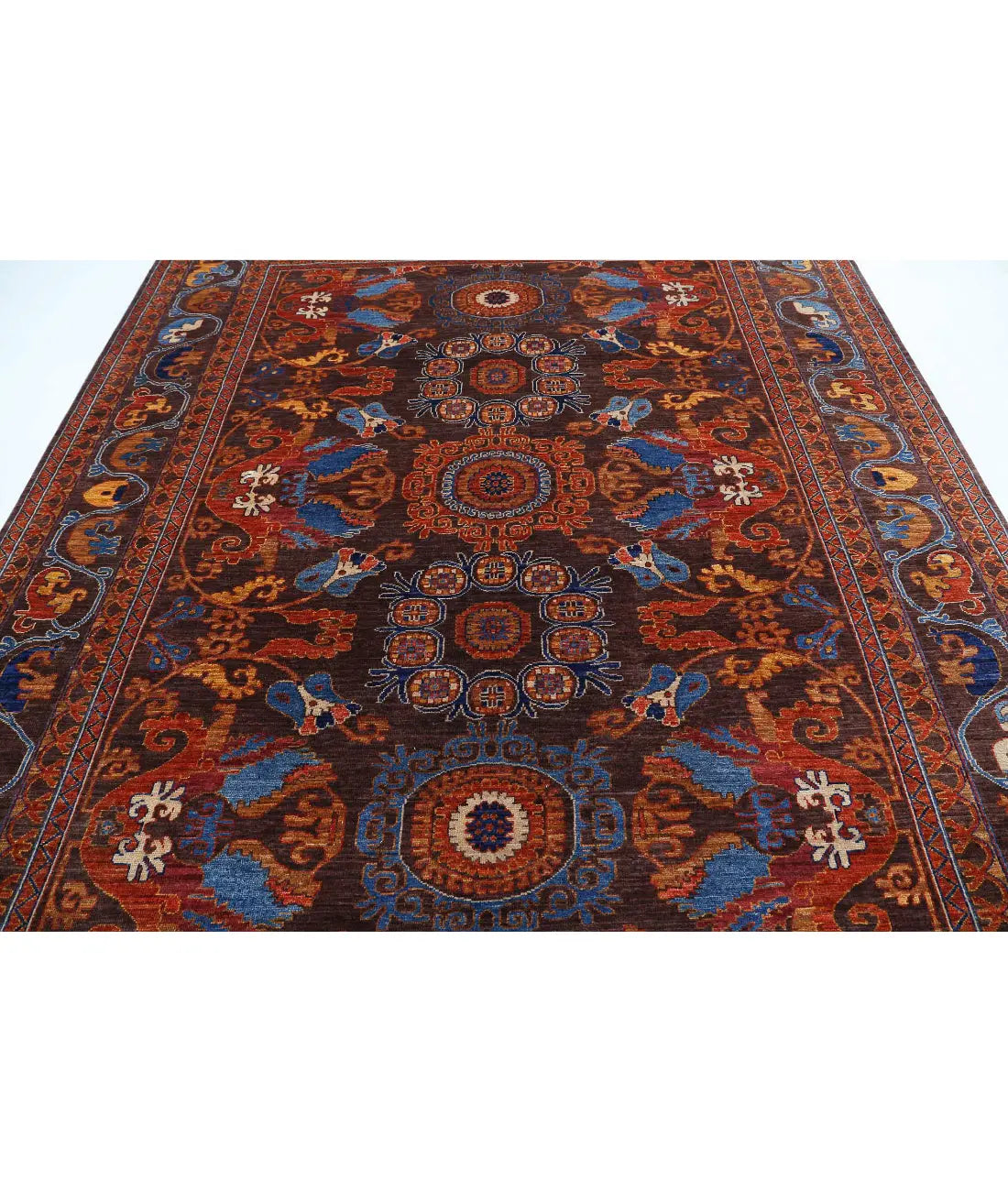 Hand Knotted Nomadic Caucasian Humna Wool Rug - 8'1'' x 9'9'' - Arteverk Rugs Area rug