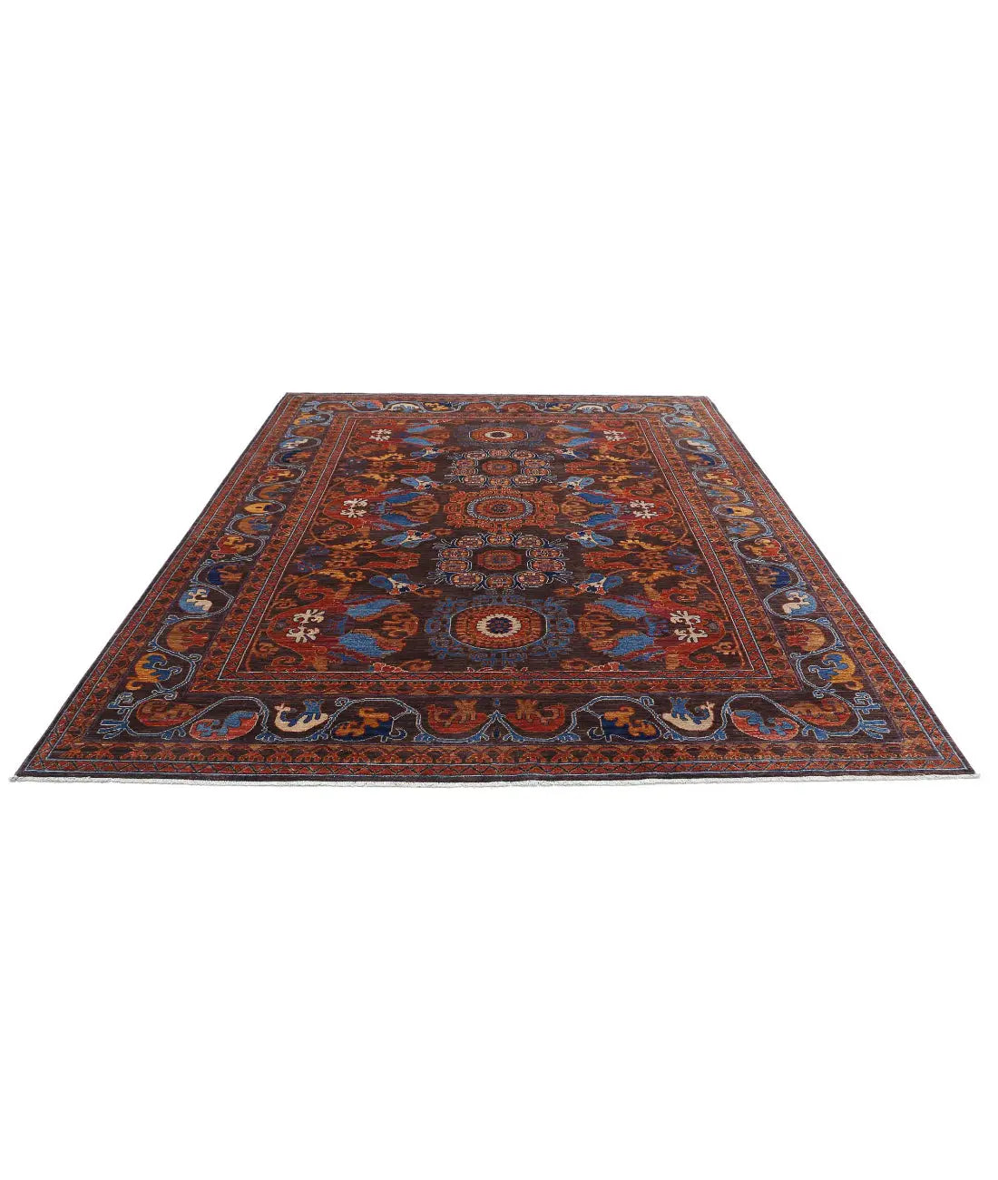 Hand Knotted Nomadic Caucasian Humna Wool Rug - 8'1'' x 9'9'' - Arteverk Rugs Area rug