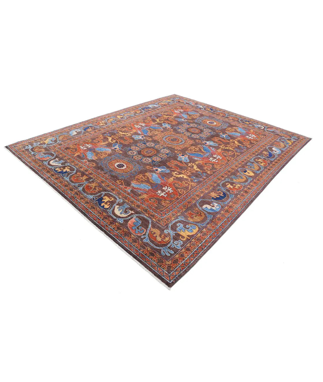 Hand Knotted Nomadic Caucasian Humna Wool Rug - 8'1'' x 9'9'' - Arteverk Rugs Area rug