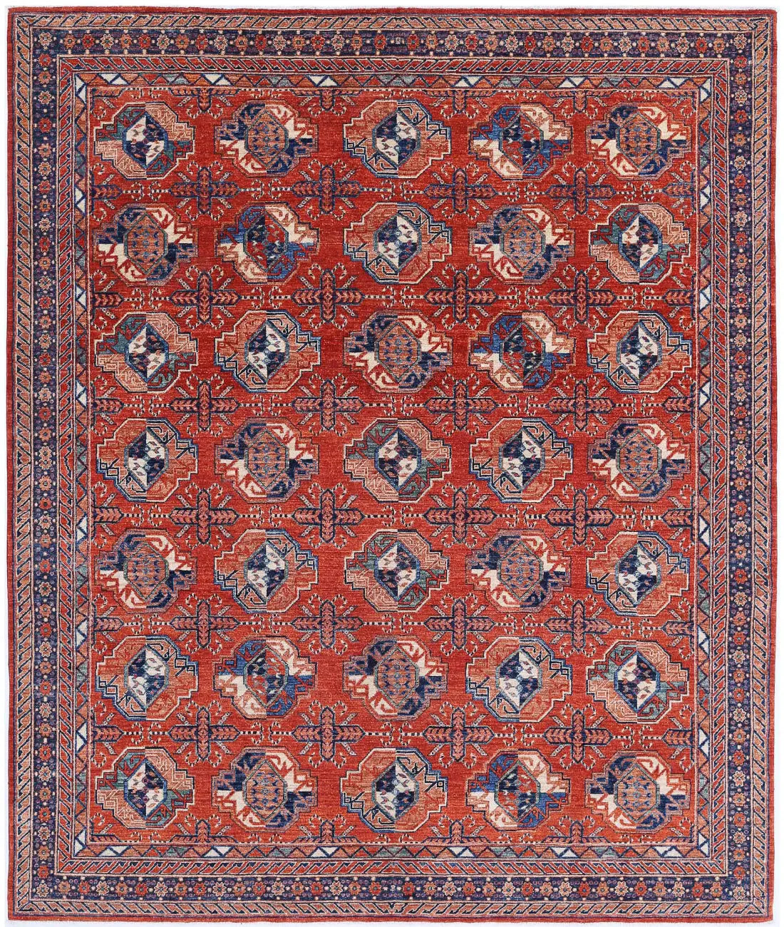 Hand Knotted Nomadic Caucasian Humna Wool Rug - 8'2'' x 9'9''