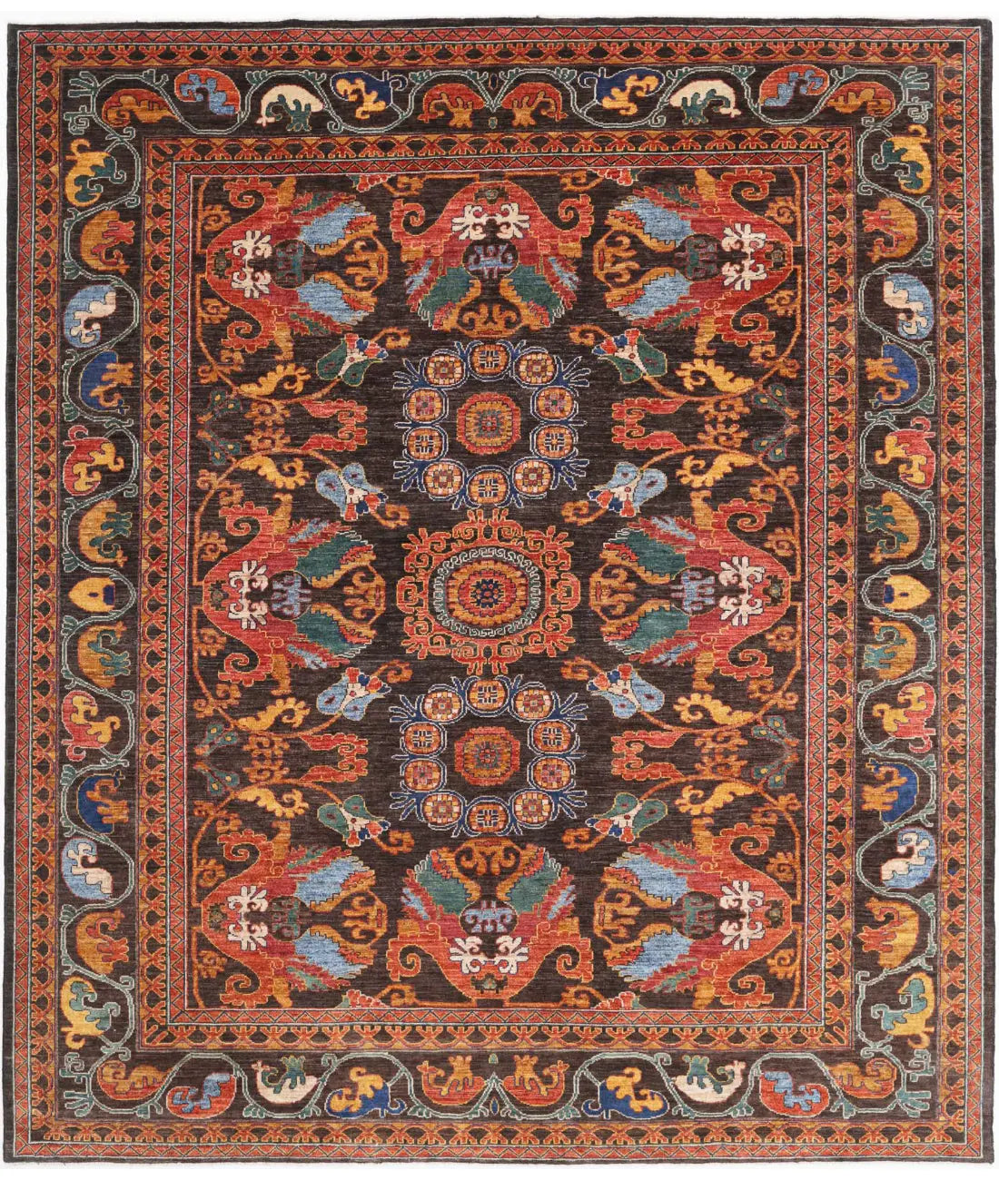 Hand Knotted Nomadic Caucasian Humna Wool Rug - 8'3'' x 9'7'' - Arteverk Rugs Area rug