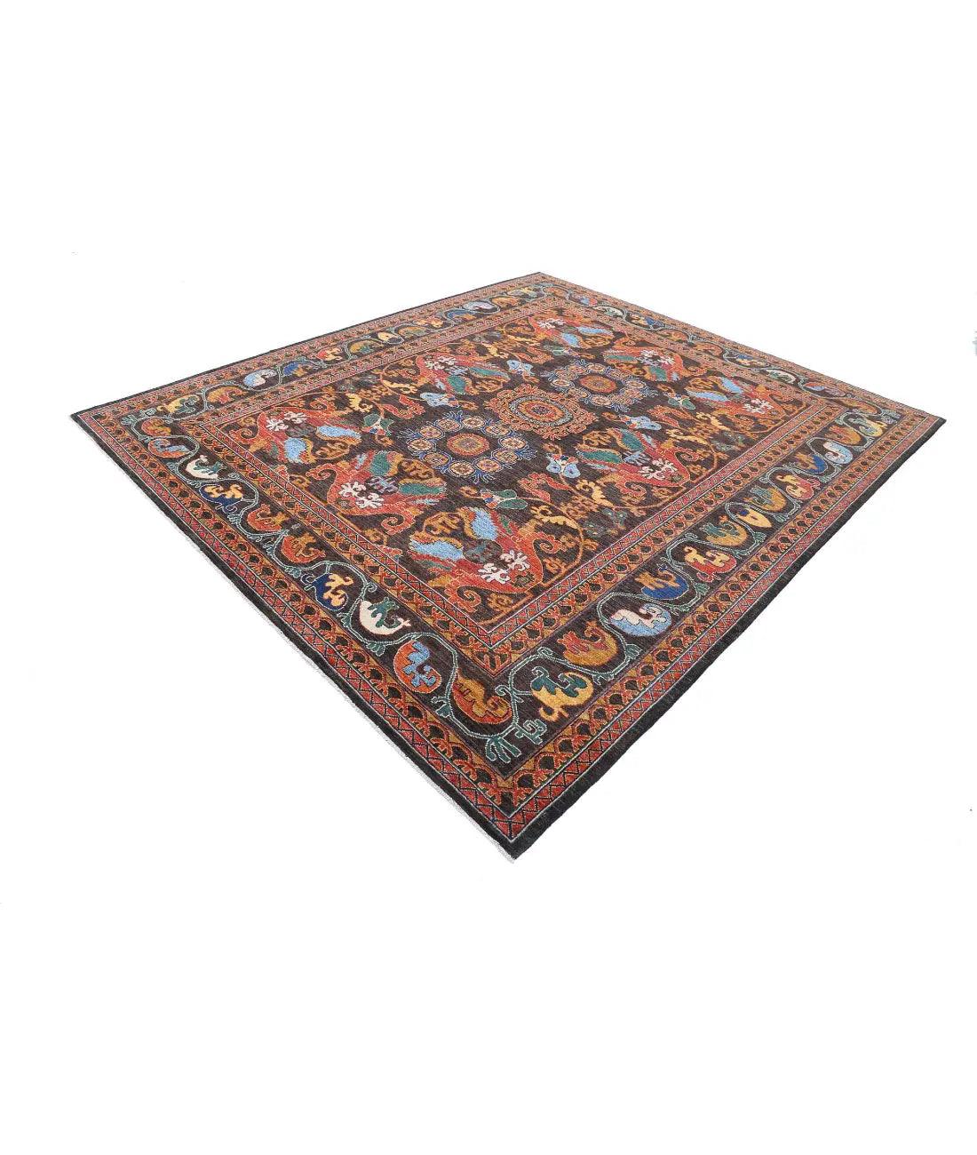 Hand Knotted Nomadic Caucasian Humna Wool Rug - 8'3'' x 9'7'' - Arteverk Rugs Area rug