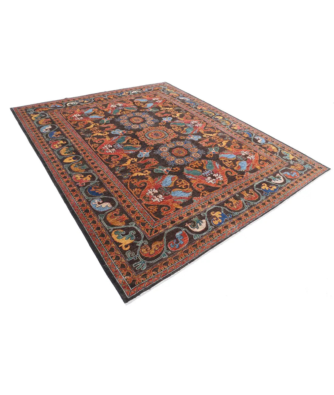 Hand Knotted Nomadic Caucasian Humna Wool Rug - 8'3'' x 9'7'' - Arteverk Rugs Area rug