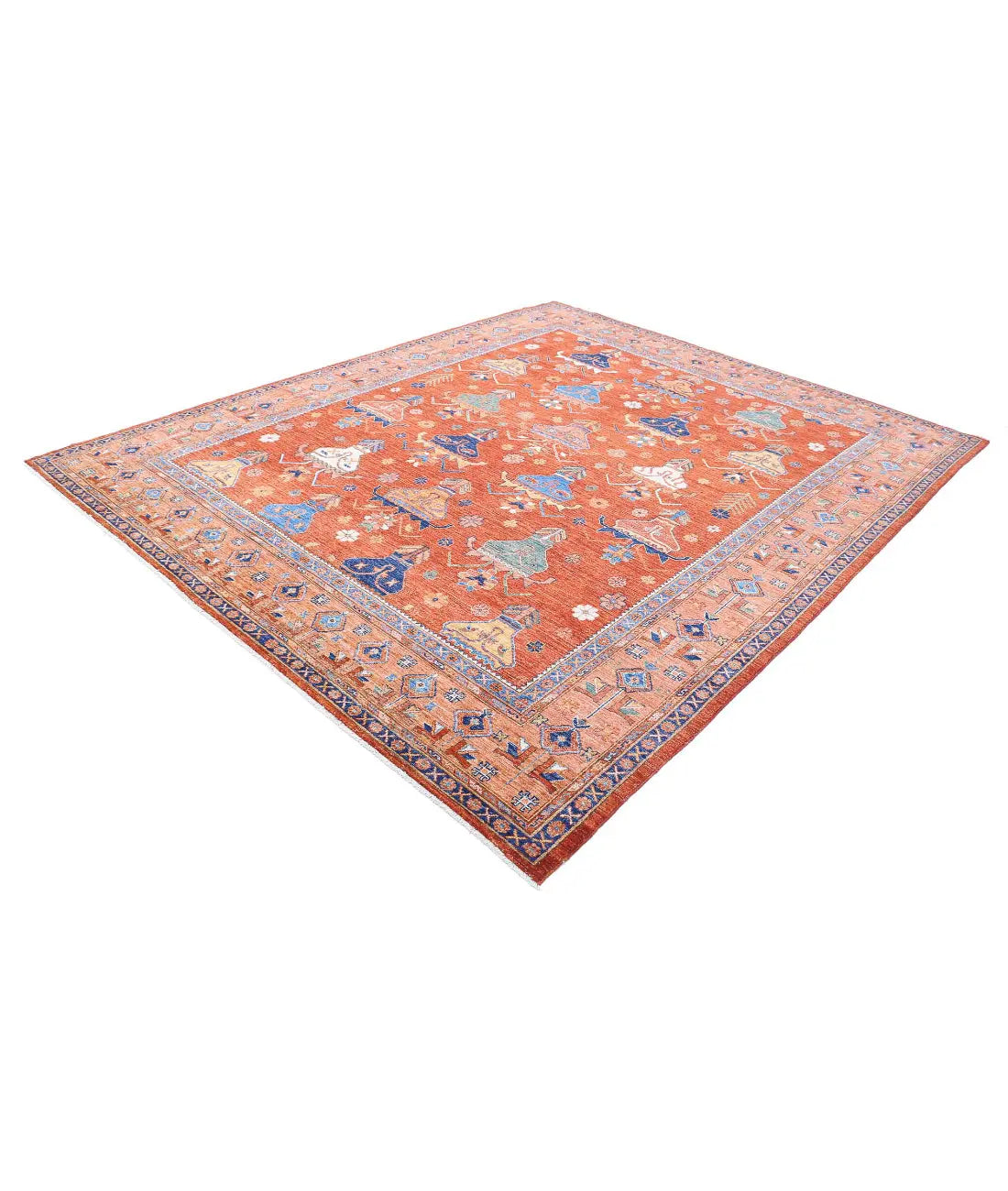 Hand Knotted Nomadic Caucasian Humna Wool Rug - 8'4'' x 10'0'' - Arteverk Rugs Area rug
