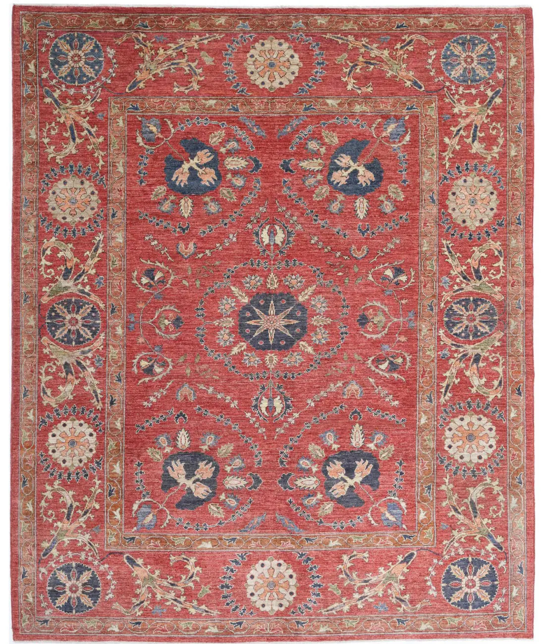 Hand Knotted Nomadic Caucasian Humna Wool Rug - 8'4'' x 10'2''