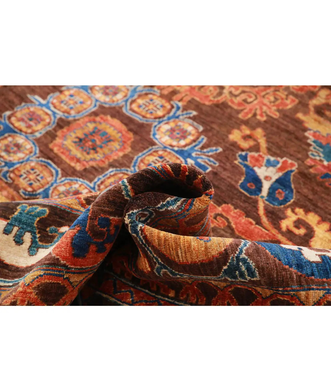 Hand Knotted Nomadic Caucasian Humna Wool Rug - 8'4'' x 9'9''