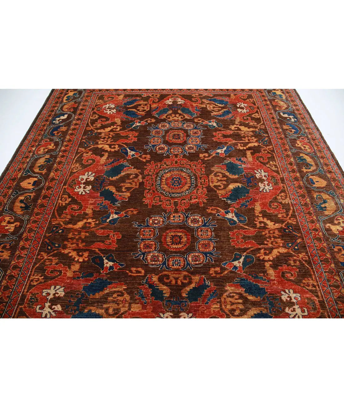 Hand Knotted Nomadic Caucasian Humna Wool Rug - 8'4'' x 9'9''