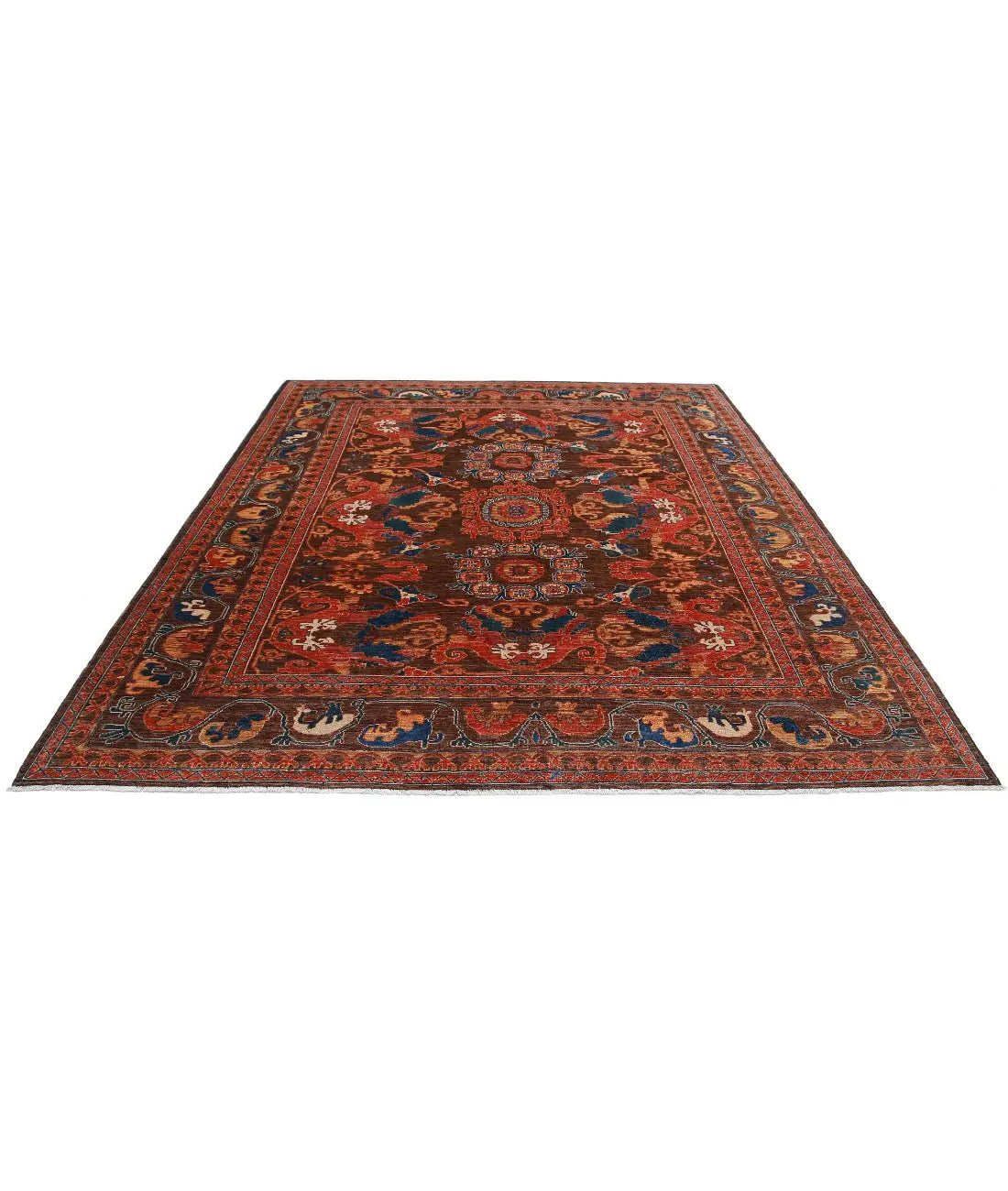 Hand Knotted Nomadic Caucasian Humna Wool Rug - 8'4'' x 9'9''