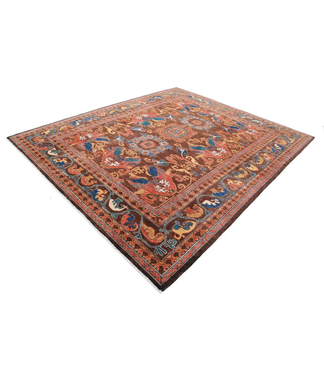 Hand Knotted Nomadic Caucasian Humna Wool Rug - 8'4'' x 9'9''
