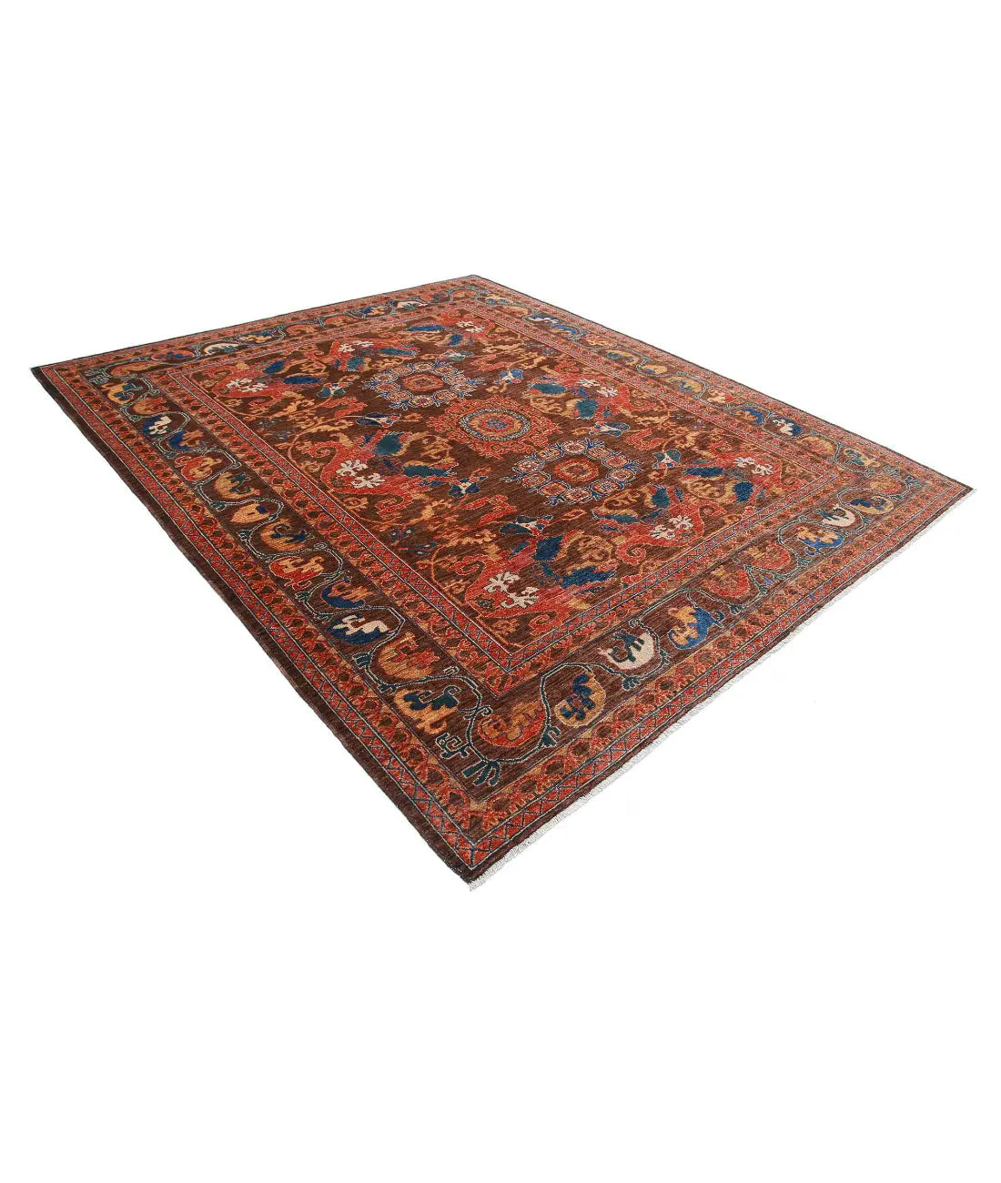 Hand Knotted Nomadic Caucasian Humna Wool Rug - 8'4'' x 9'9''
