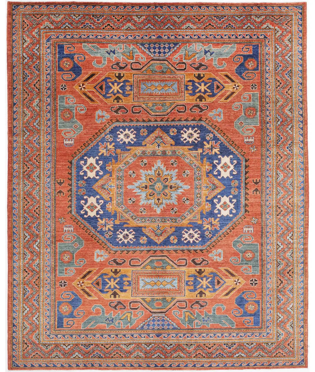 Hand Knotted Nomadic Caucasian Humna Wool Rug - 8&#39;5&#39;&#39; x 10&#39;1&#39;&#39; - Arteverk Rugs Area rug