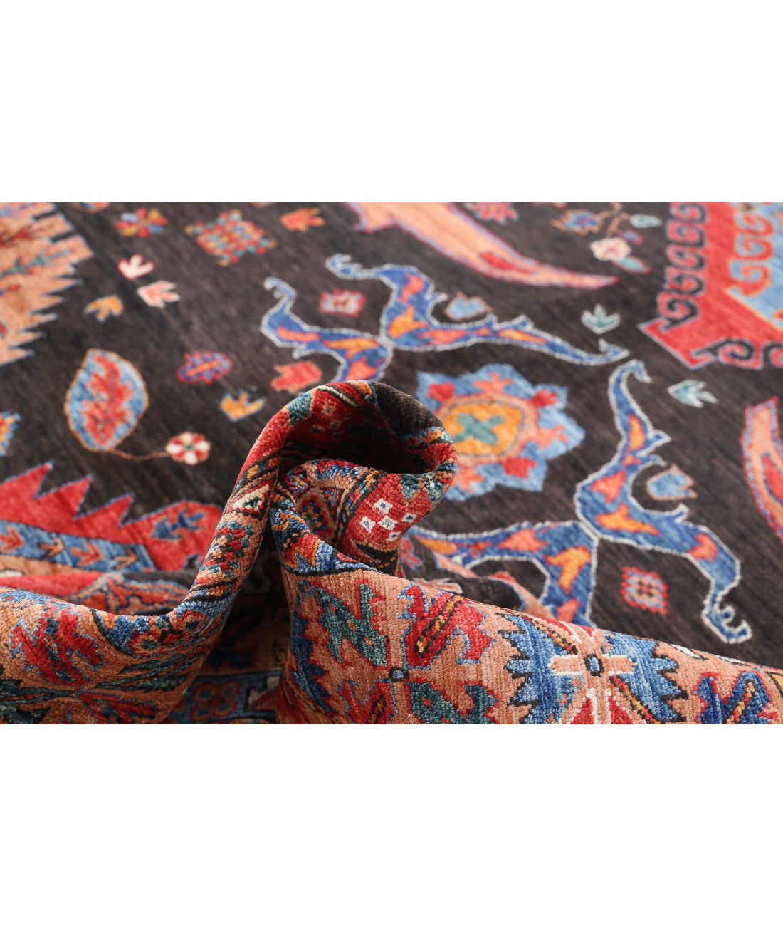 Hand Knotted Nomadic Caucasian Humna Wool Rug - 9'10'' x 14'7''