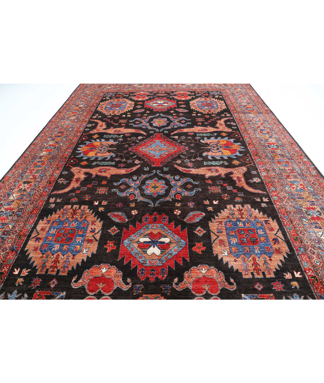 Hand Knotted Nomadic Caucasian Humna Wool Rug - 9'10'' x 14'7''