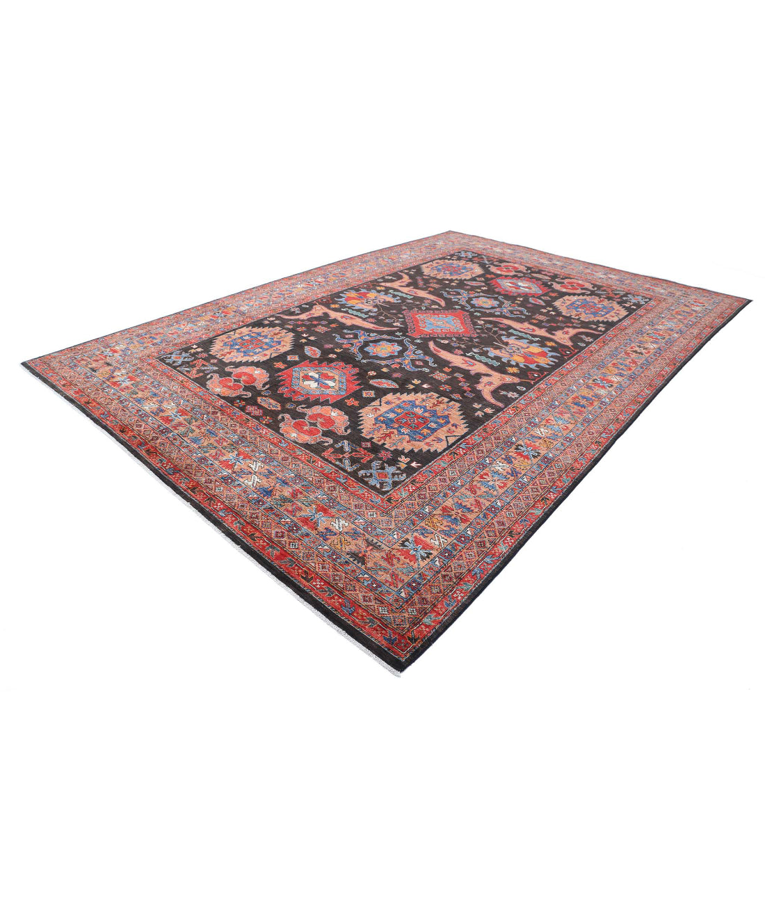 Hand Knotted Nomadic Caucasian Humna Wool Rug - 9'10'' x 14'7''