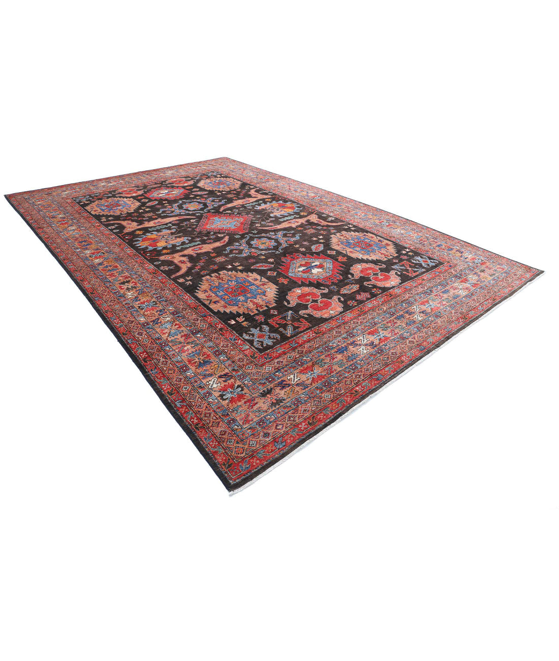 Hand Knotted Nomadic Caucasian Humna Wool Rug - 9'10'' x 14'7''
