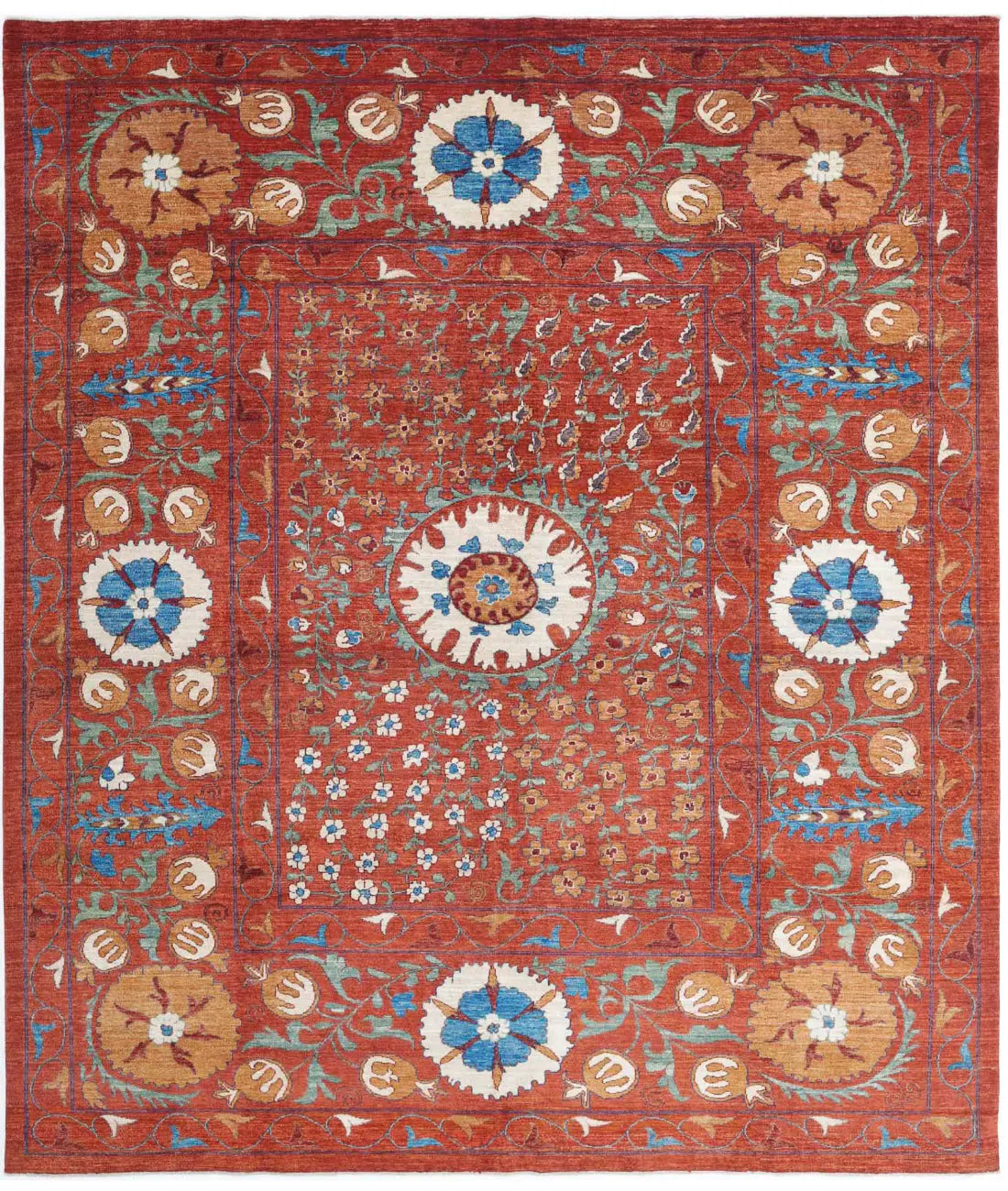 Hand Knotted Nomadic Caucasian Humna Wool Rug - 9'1'' x 10'8'' - Arteverk Rugs Area rug