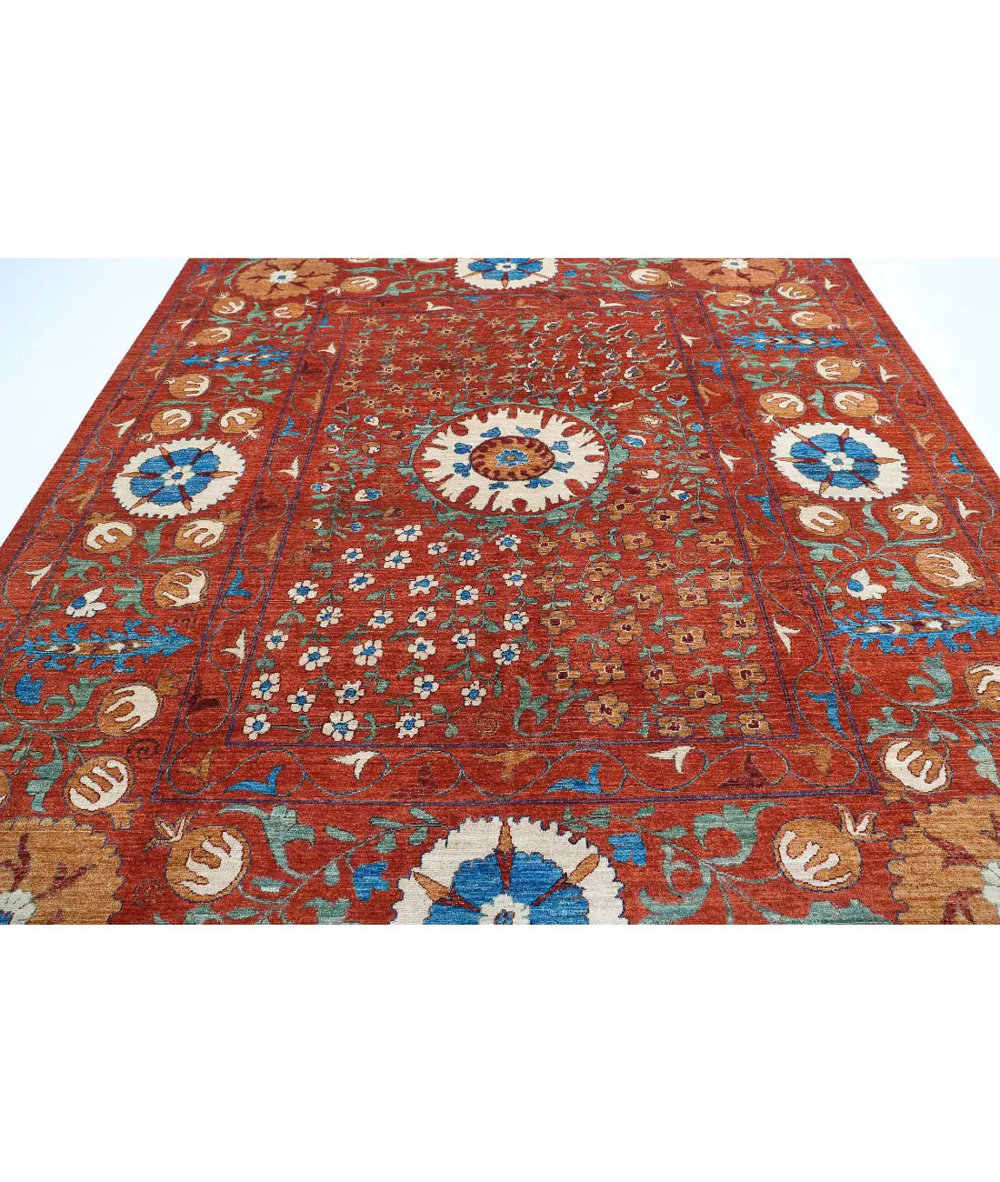 Hand Knotted Nomadic Caucasian Humna Wool Rug - 9'1'' x 10'8'' - Arteverk Rugs Area rug