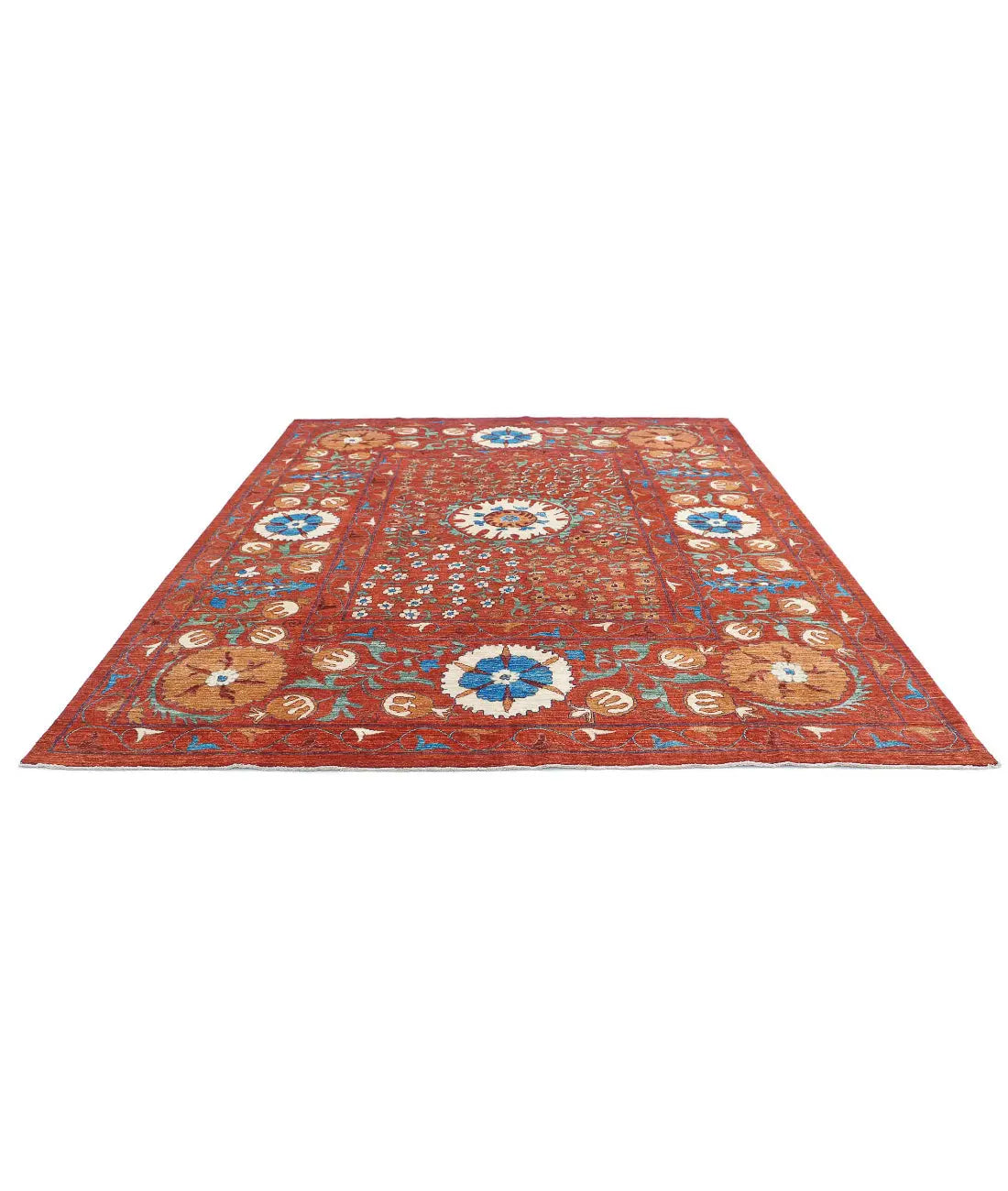 Hand Knotted Nomadic Caucasian Humna Wool Rug - 9'1'' x 10'8'' - Arteverk Rugs Area rug