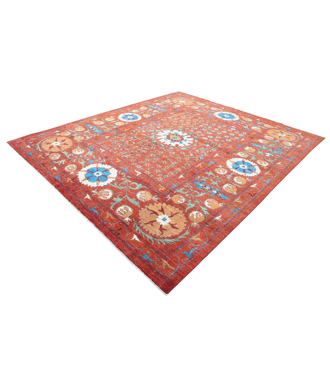 Hand Knotted Nomadic Caucasian Humna Wool Rug - 9'1'' x 10'8'' - Arteverk Rugs Area rug