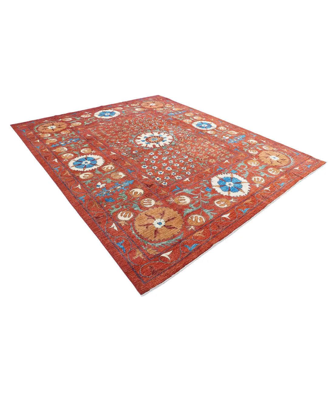 Hand Knotted Nomadic Caucasian Humna Wool Rug - 9'1'' x 10'8'' - Arteverk Rugs Area rug