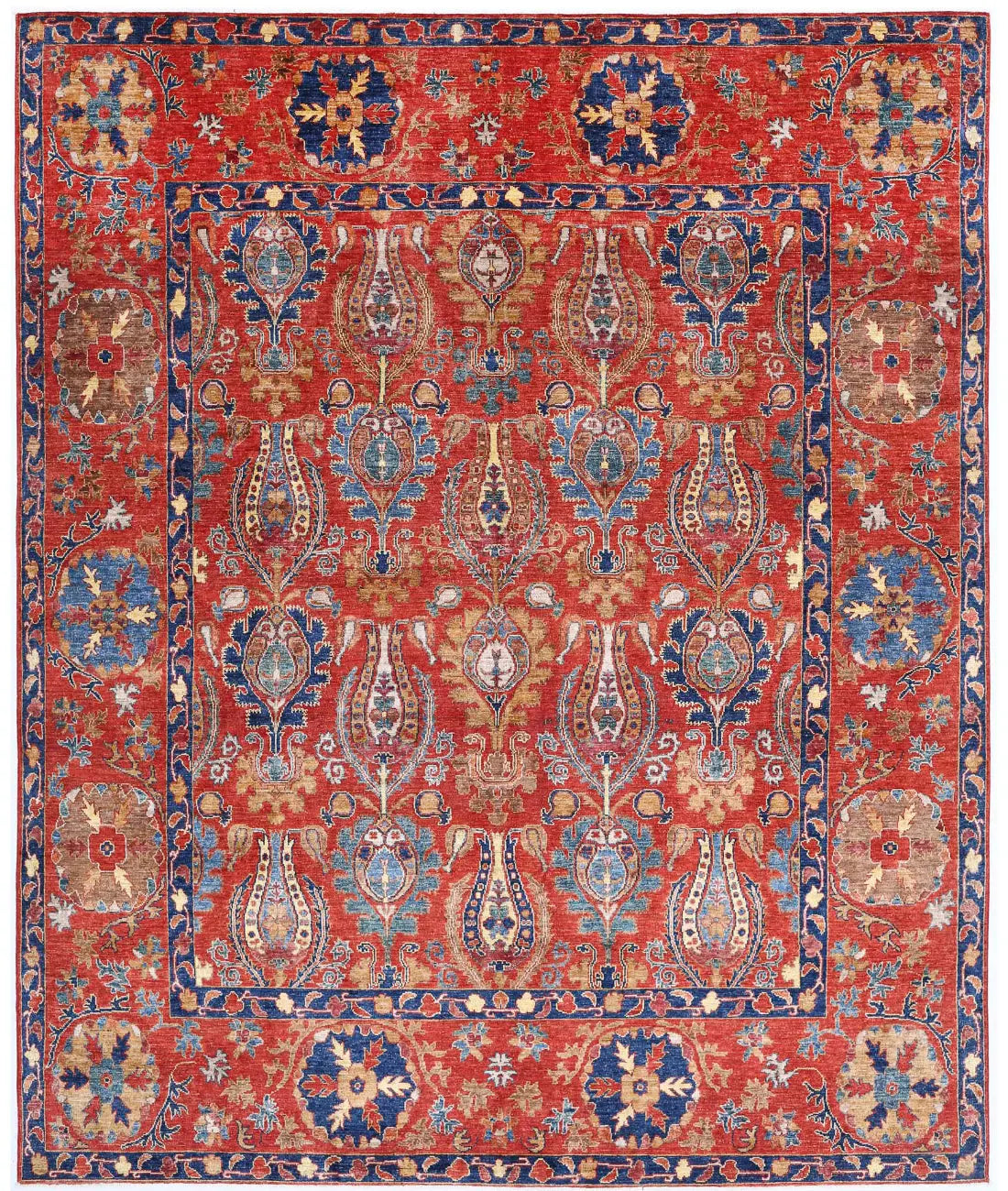 Hand Knotted Nomadic Caucasian Humna Wool Rug - 9&#39;3&#39;&#39; x 11&#39;3&#39;&#39; - Arteverk Rugs Area rug