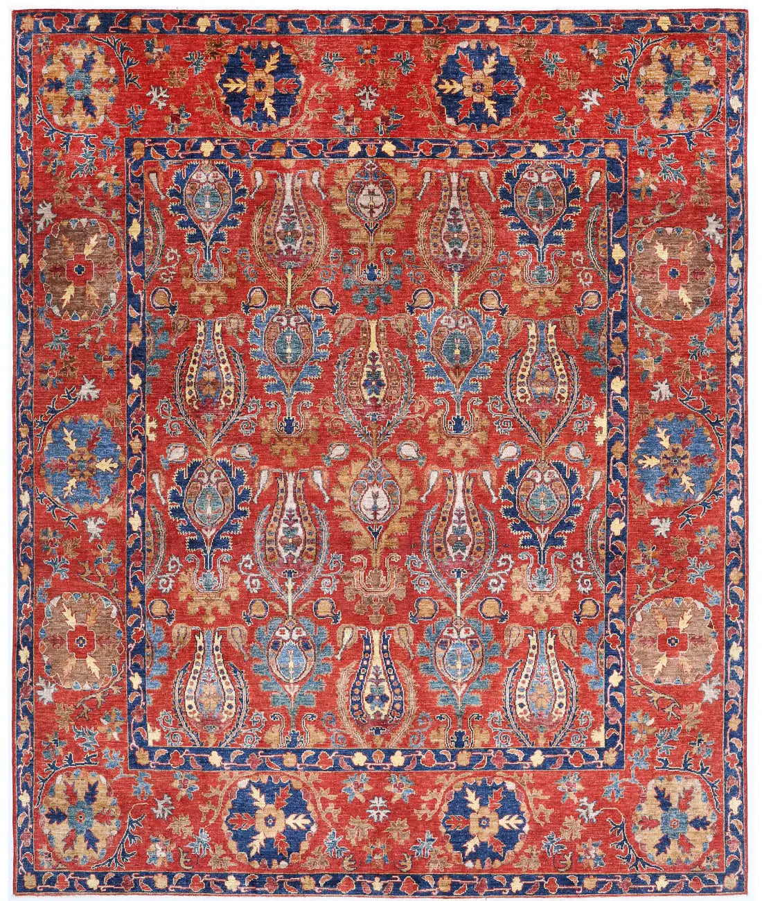 Hand Knotted Nomadic Caucasian Humna Wool Rug - 9'3'' x 11'3''