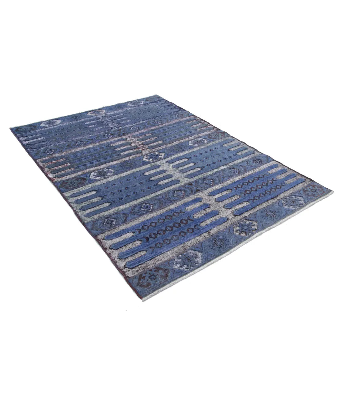 Alfombra de lana de ónix anudada a mano - 4'11'' x 6'7''