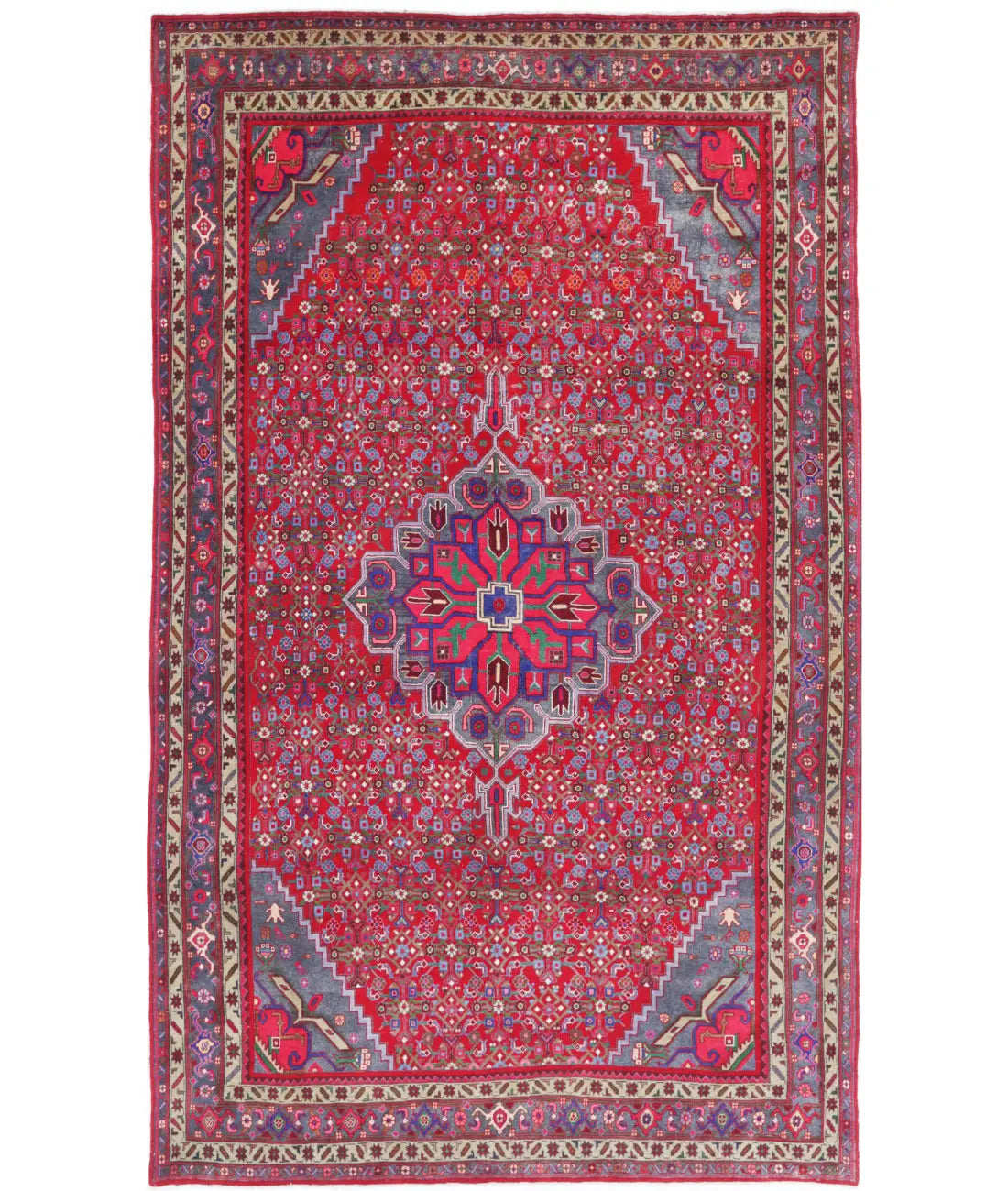 Hand Knotted Oriental Bijar Wool Rug - 6'9'' x 11'6''