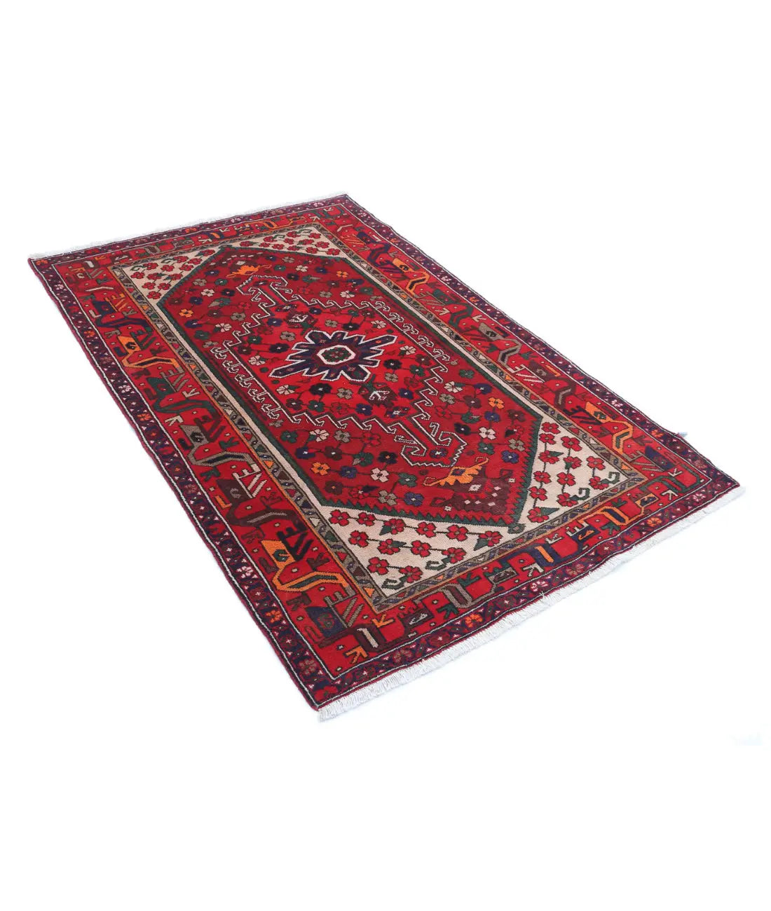 Tapis persan en laine Hamadan noué à la main - 4'0'' x 6'0''