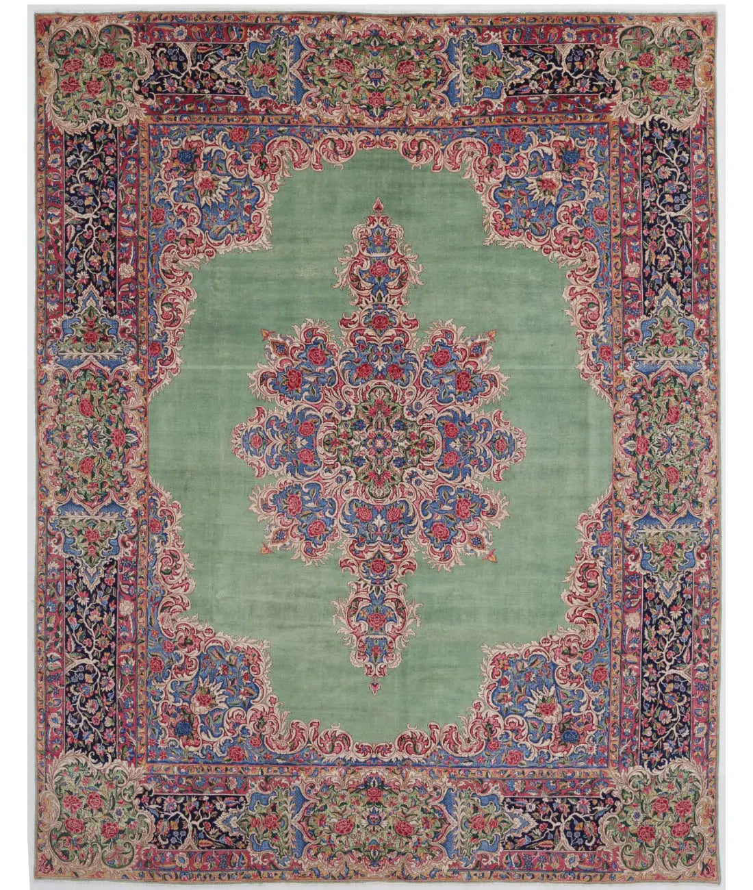 Hand Knotted Oriental Kerman Wool Rug - 11'2'' x 14'5''