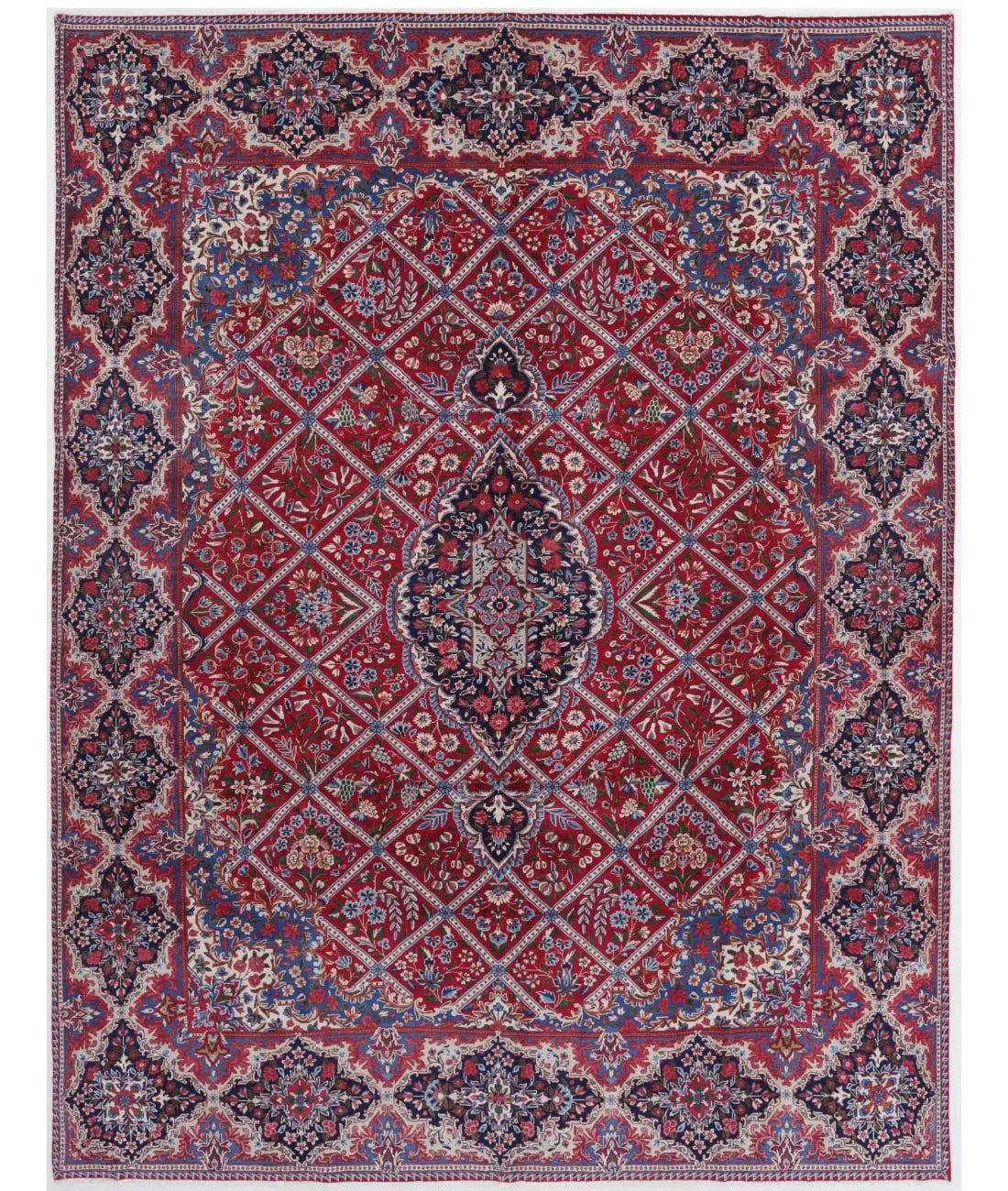 Hand Knotted Oriental Kerman Wool Rug - 9'9'' x 12'9''