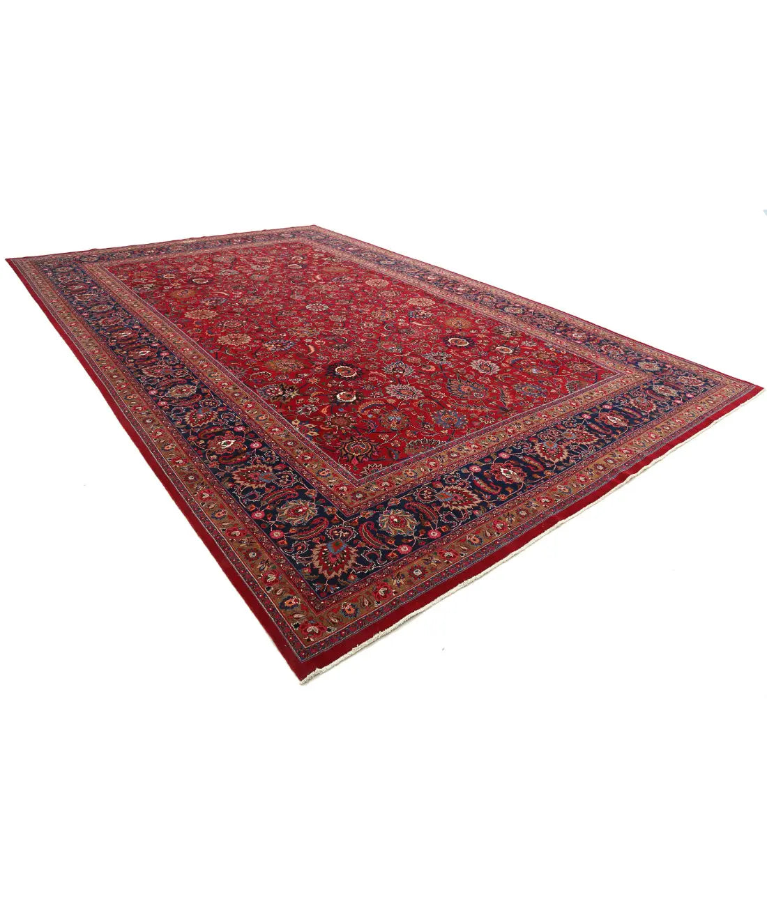 Hand Knotted Persian Mashad Sheikh Borangi Wool Rug - 11'8'' x 18'0'' - Arteverk Rugs Area rug