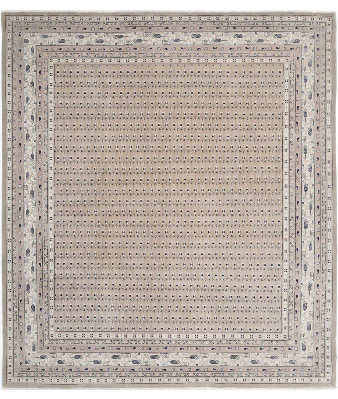 Hand Knotted Oriental Mir Saraband Wool Rug - 7'8'' x 8'7''
