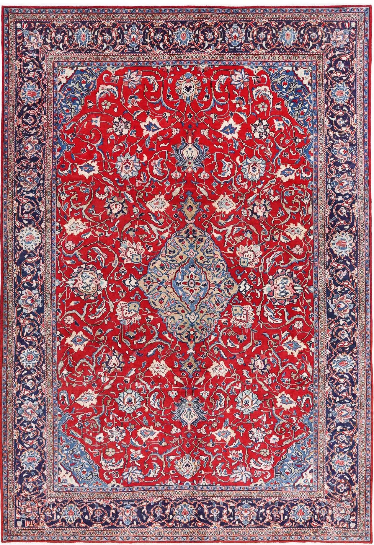 Hand Knotted Oriental Sarouk Wool Rug - 7'2'' x 10'6''