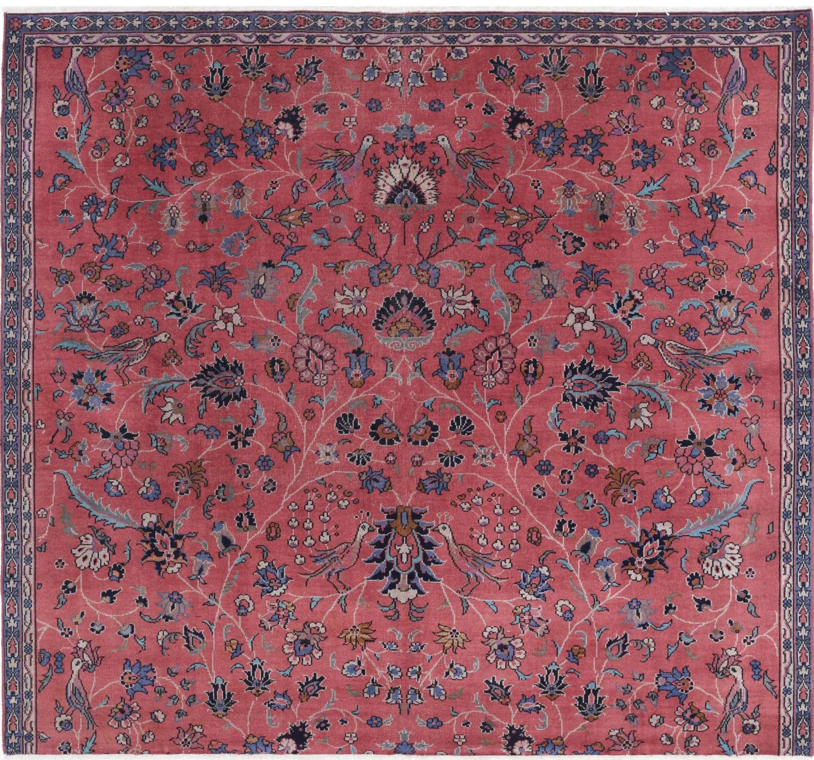 Hand Knotted Traditional Sarouk Wool Rug - 7'2'' x 6'6''