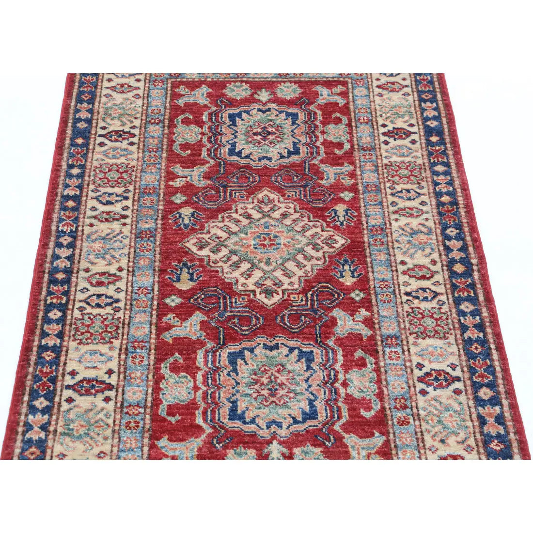 Alfombra de lana Kazak real anudada a mano - 2'7'' x 4'0''