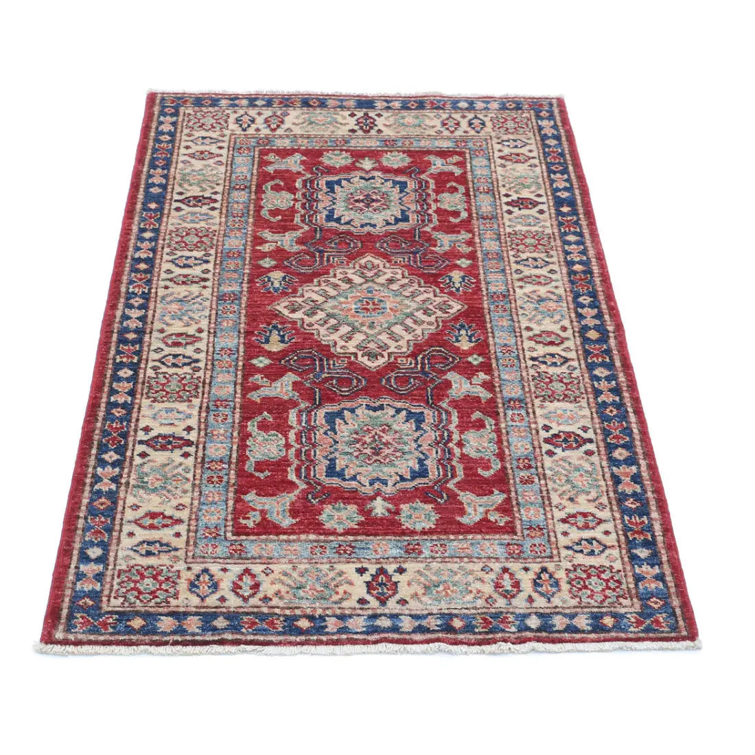 Alfombra de lana Kazak real anudada a mano - 2'7'' x 4'0''