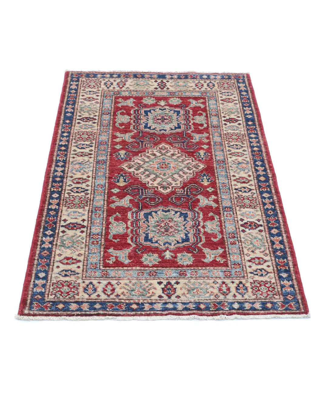 Alfombra de lana Kazak real anudada a mano - 2'7'' x 4'0''