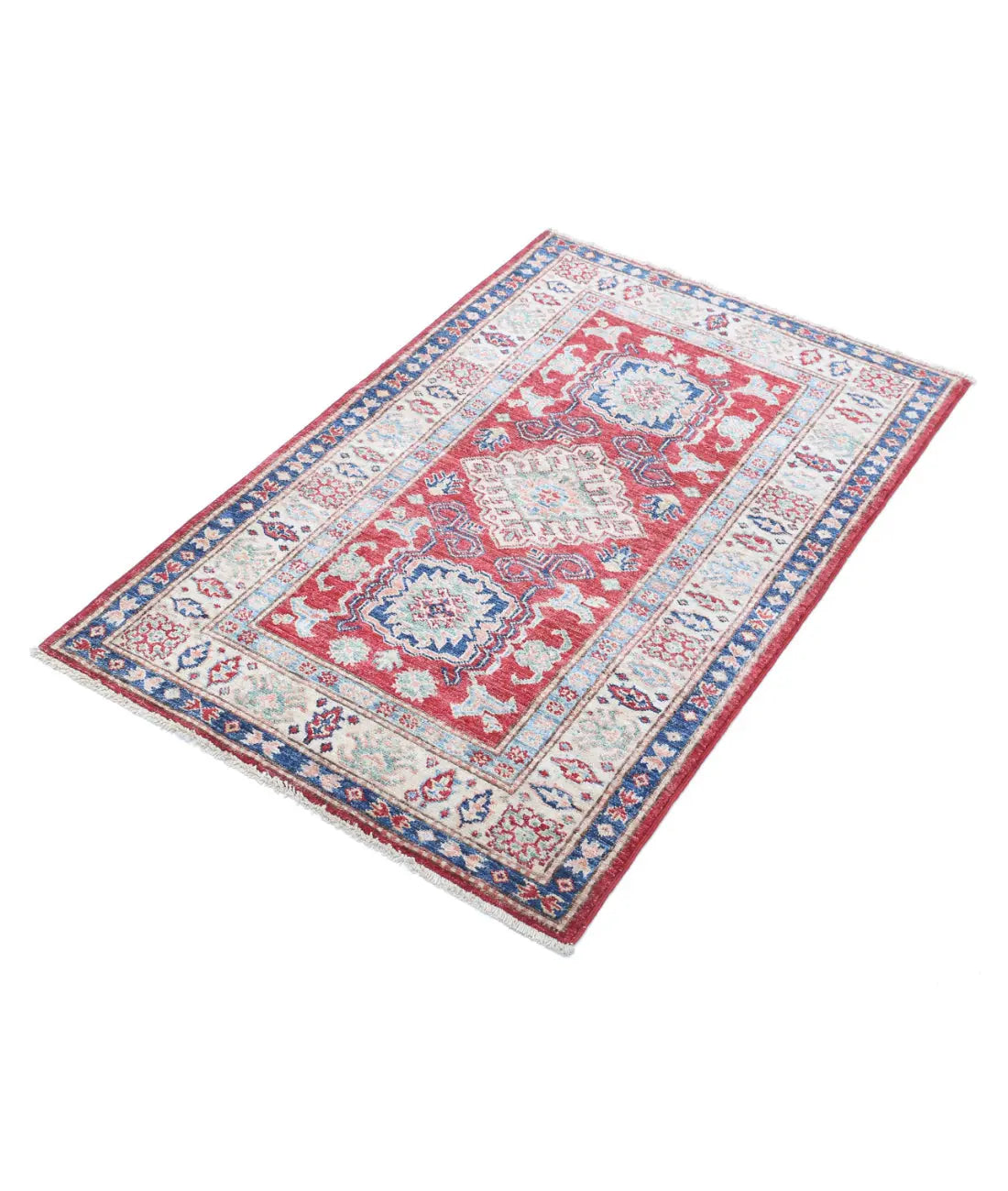 Alfombra de lana Kazak real anudada a mano - 2'7'' x 4'0''