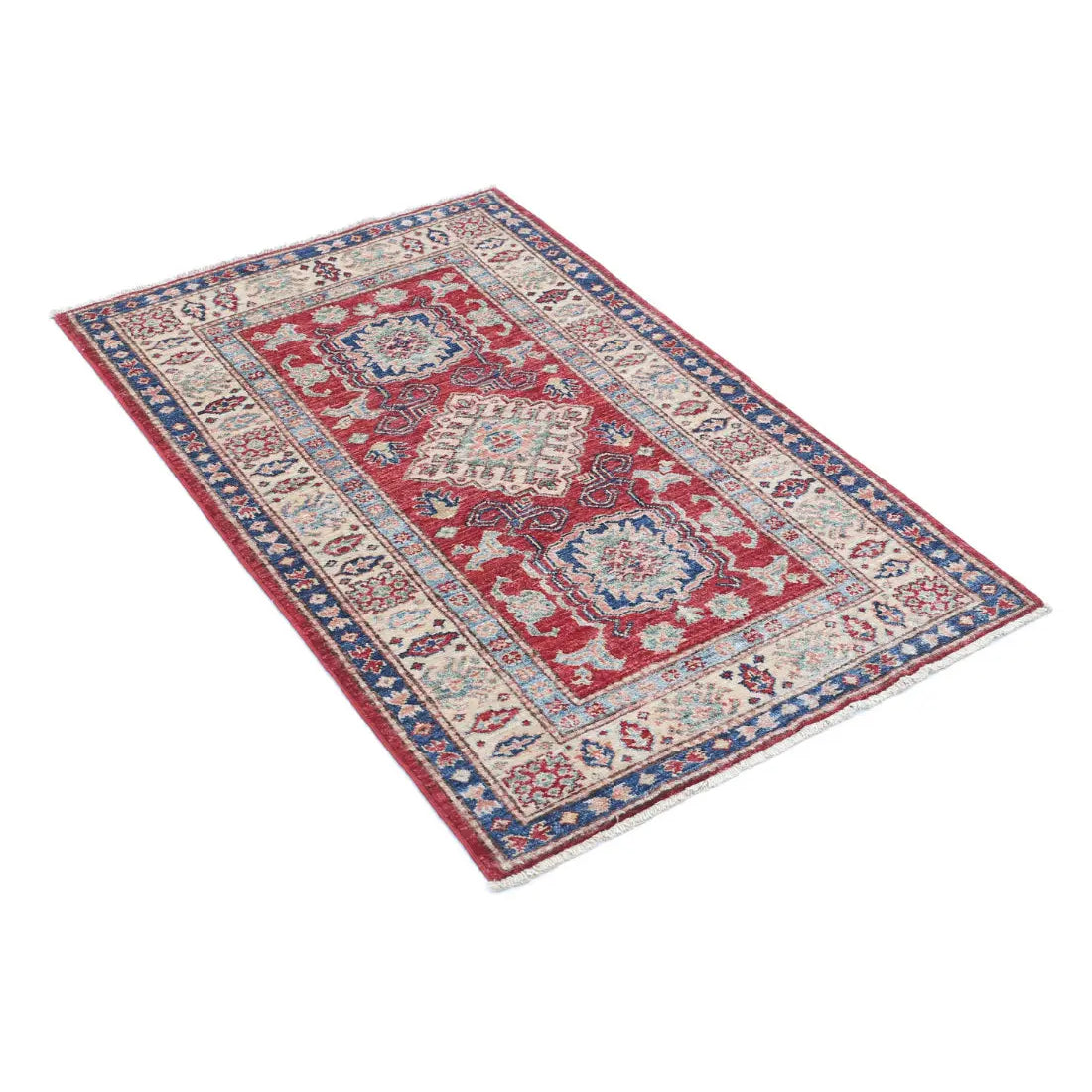 Alfombra de lana Kazak real anudada a mano - 2'7'' x 4'0''