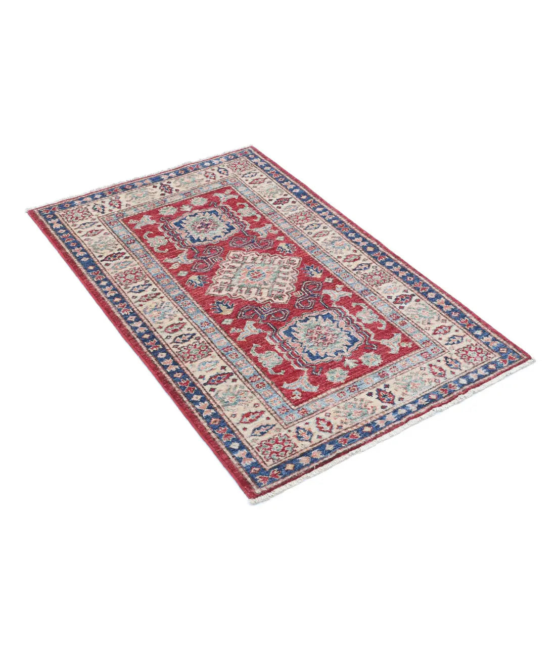 Alfombra de lana Kazak real anudada a mano - 2'7'' x 4'0''