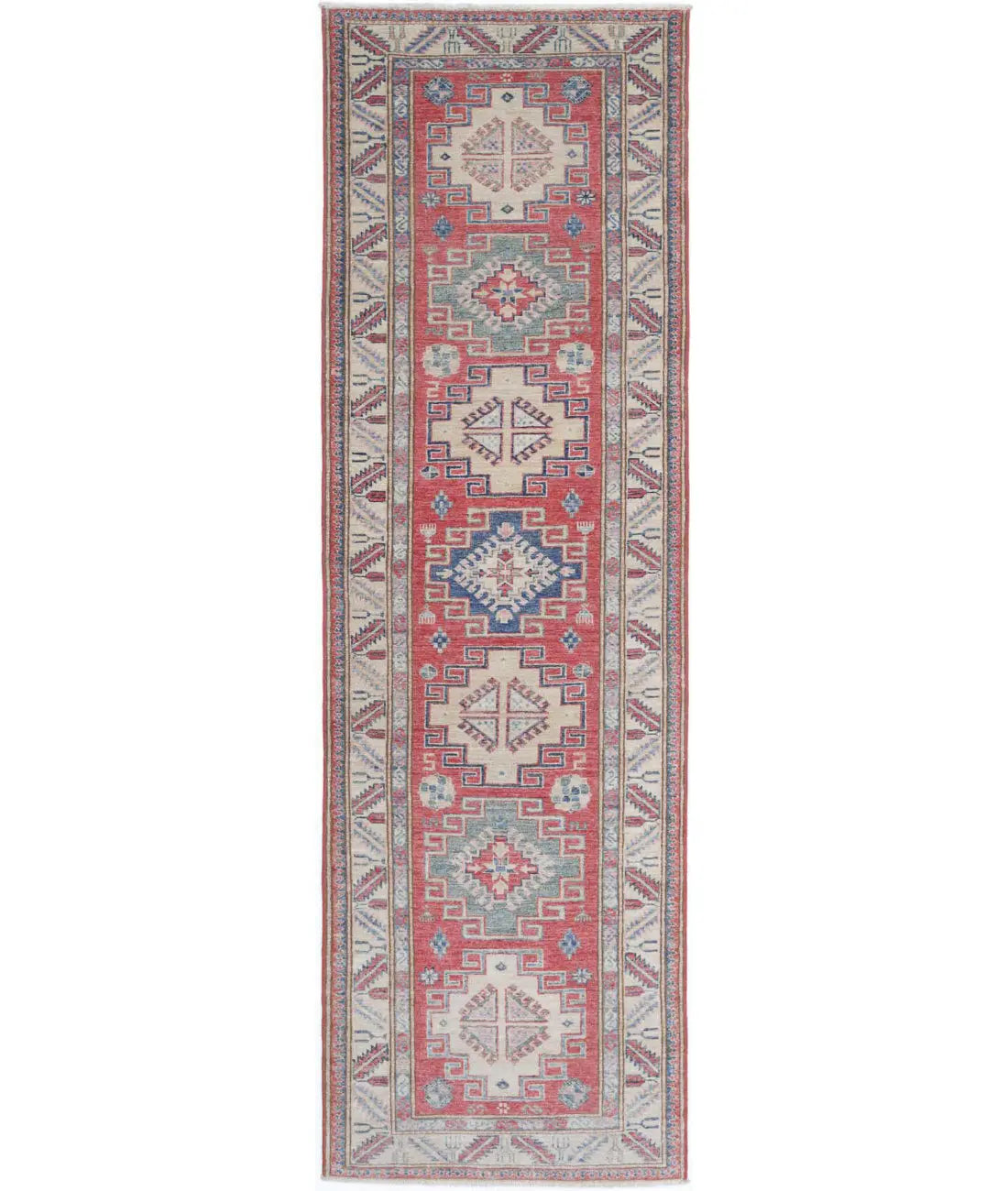 Hand Knotted Royal Kazak Wool Rug - 2'7'' x 8'10''