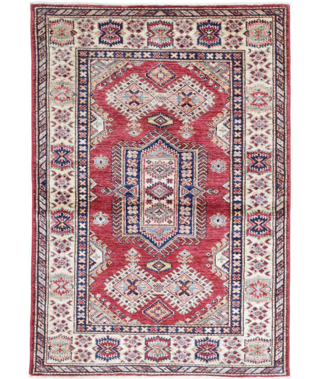 Hand Knotted Royal Kazak Wool Rug - 3'5'' x 5'2''
