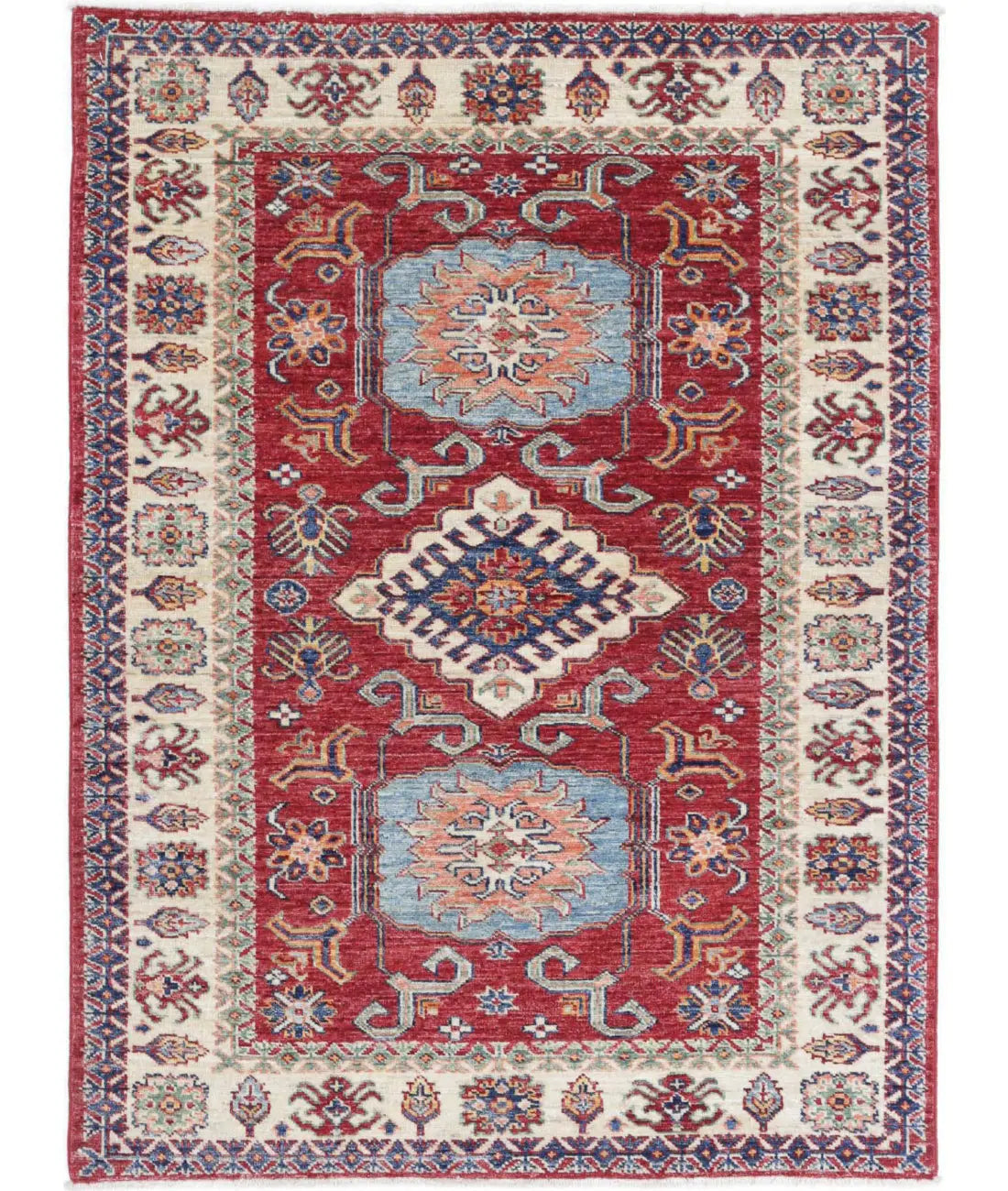 Hand Knotted Royal Kazak Wool Rug - 3'6'' x 4'9''